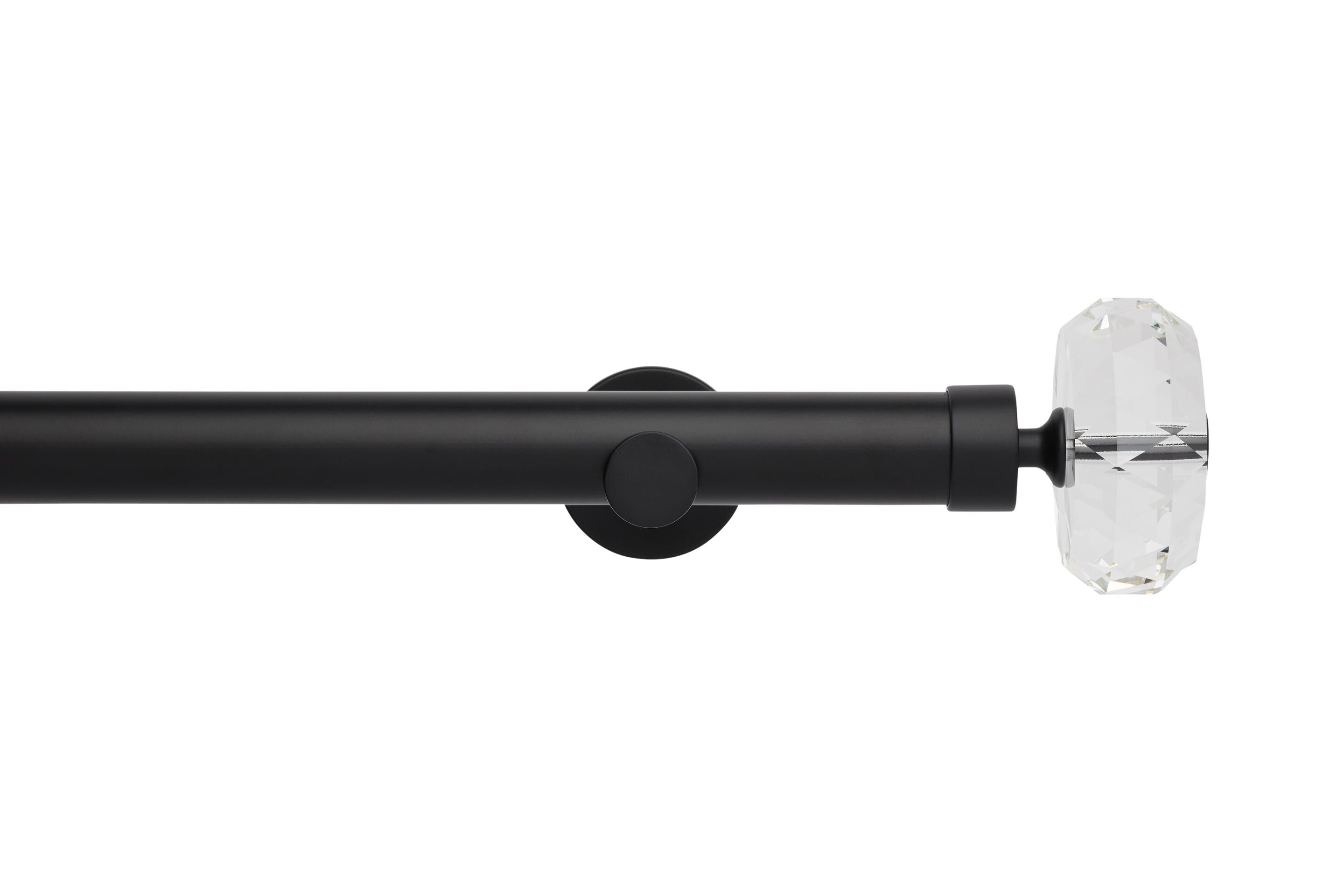 Hallis Neo Eyelet Premium Matt Black Faceted Ellipse Curtain Pole Set - 35mm