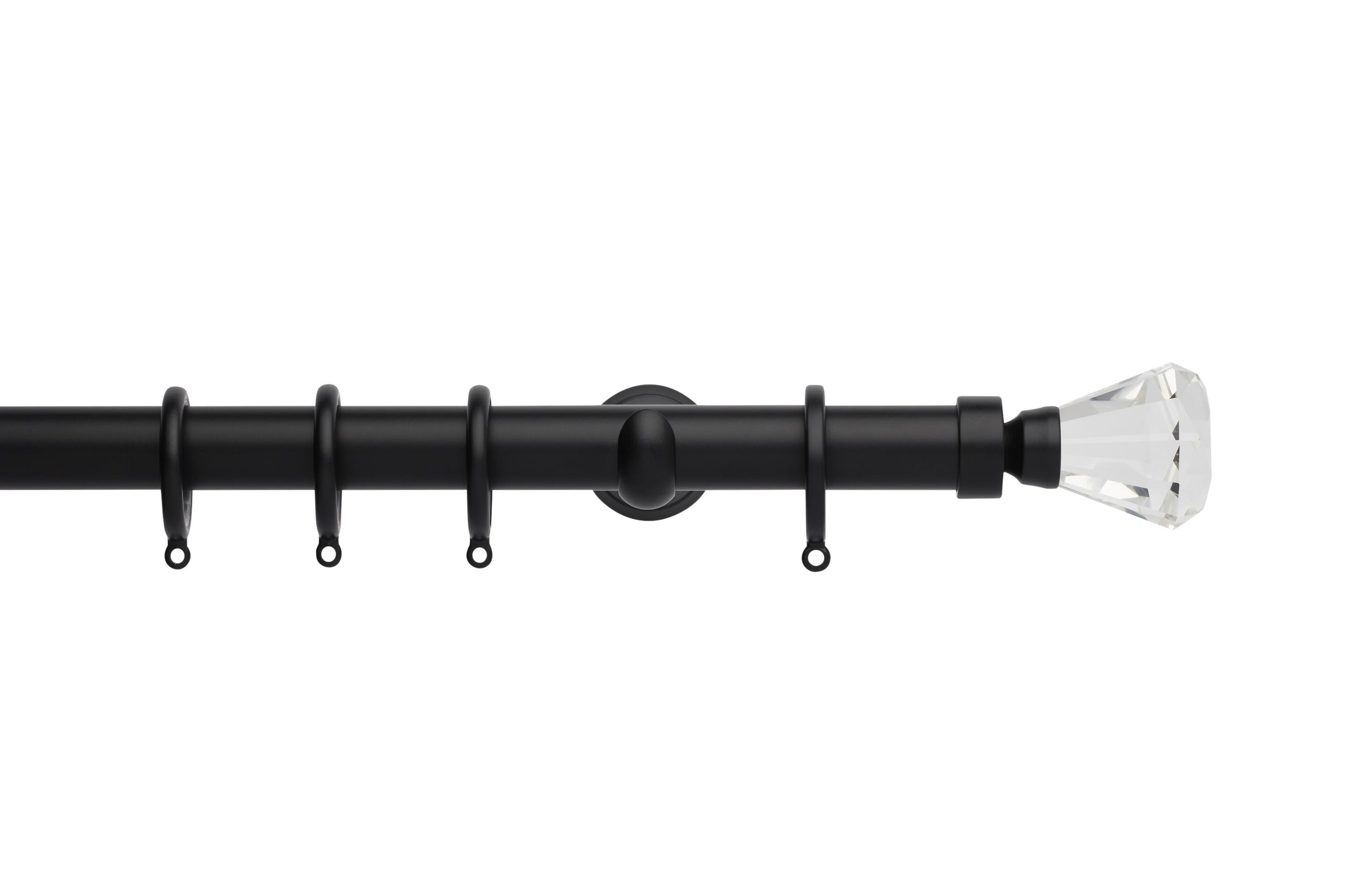 Hallis Neo Premium Matt Black Faceted Trumpet Curtain Pole Set - 28mm