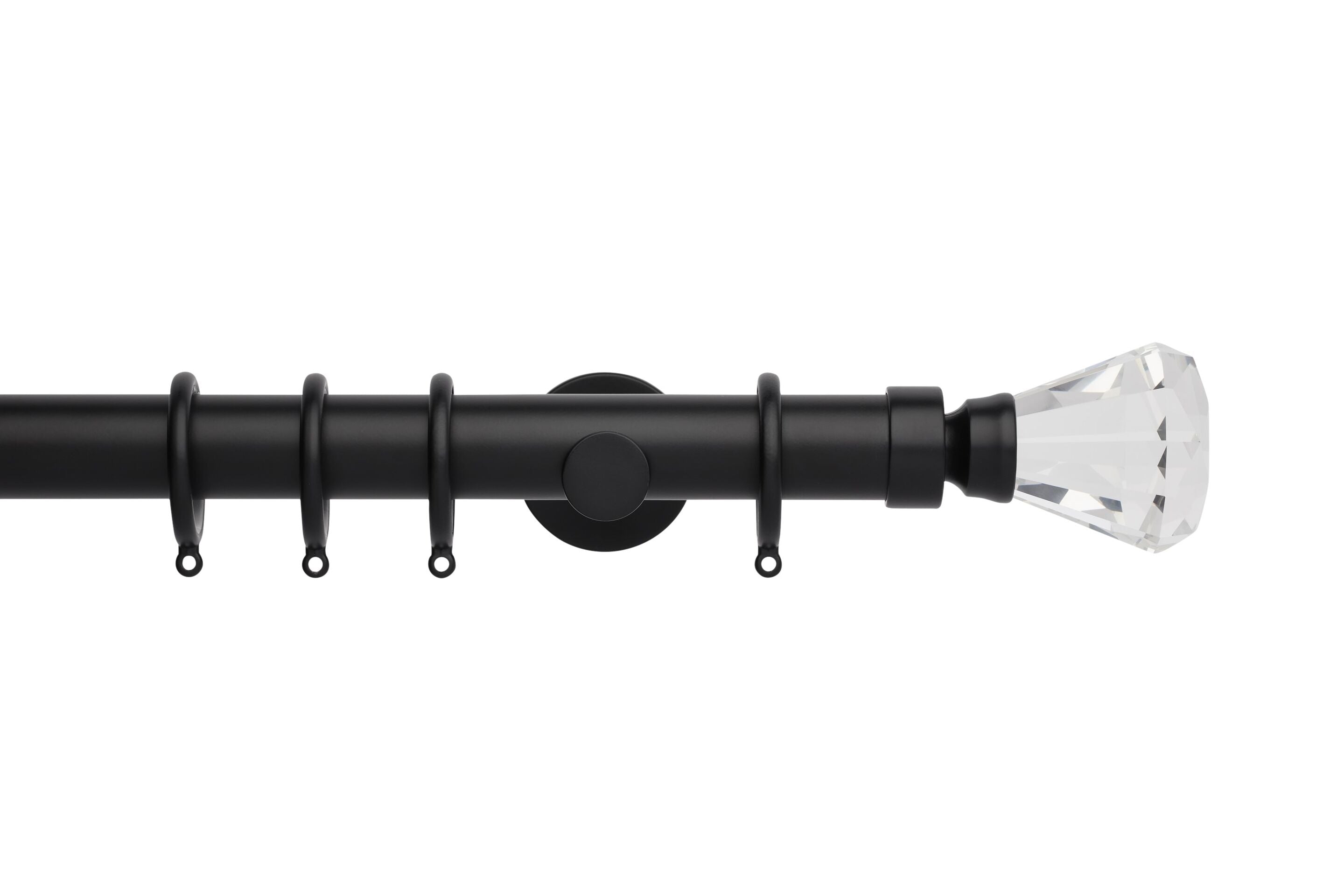 Hallis Neo Premium Matt Black Faceted Trumpet Curtain Pole Set - 35mm