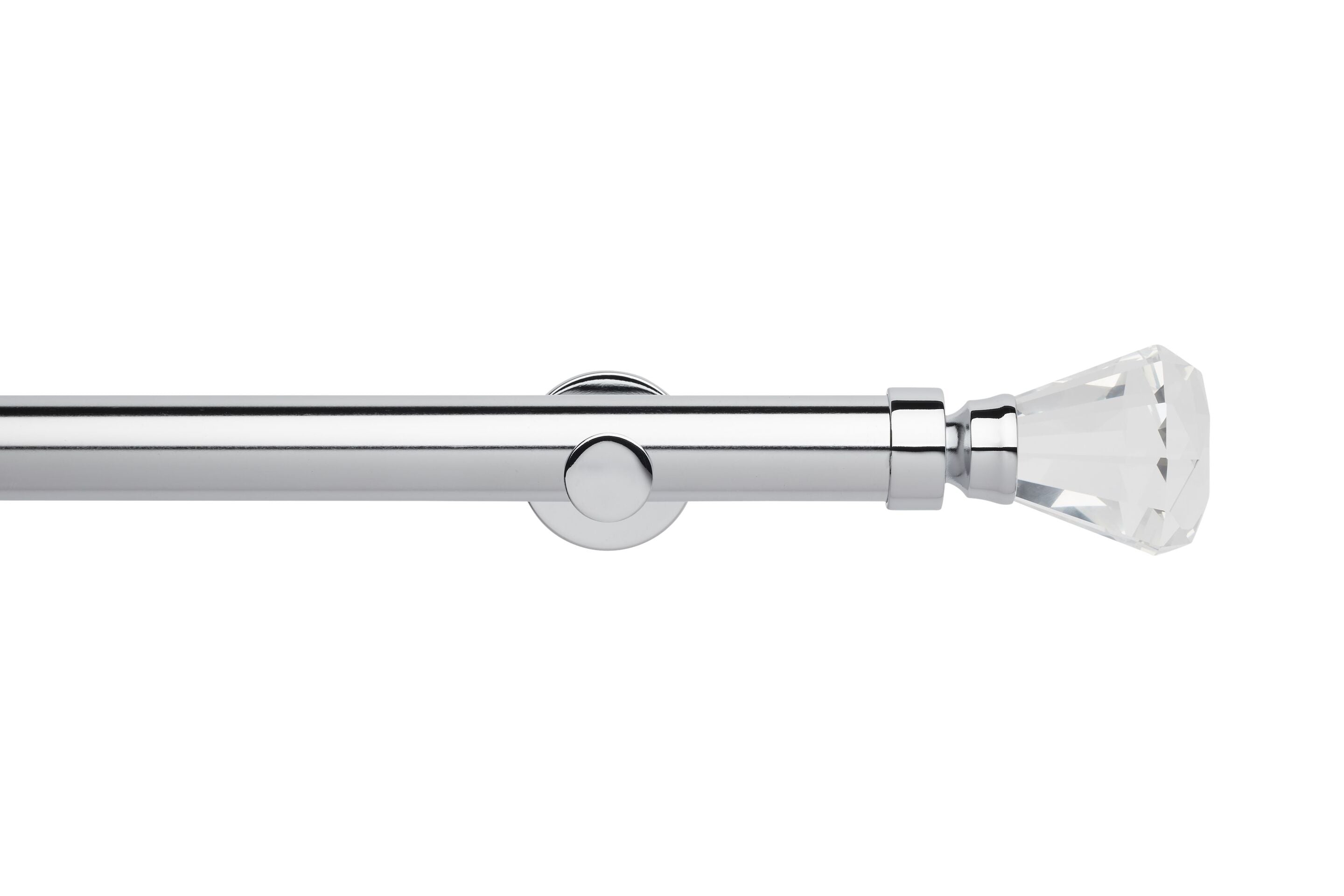 Hallis Neo Eyelet Premium Chrome Faceted Trumpet Curtain Pole Set - 35mm