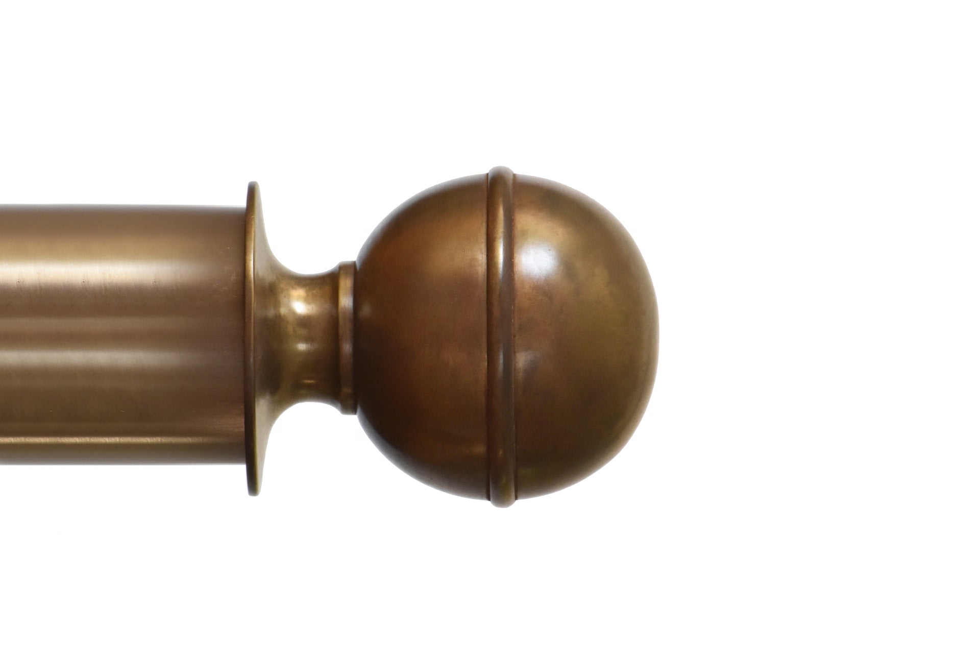 Tillys Classic One Rib Ball Finial Curtain Pole Set in Antique Brass