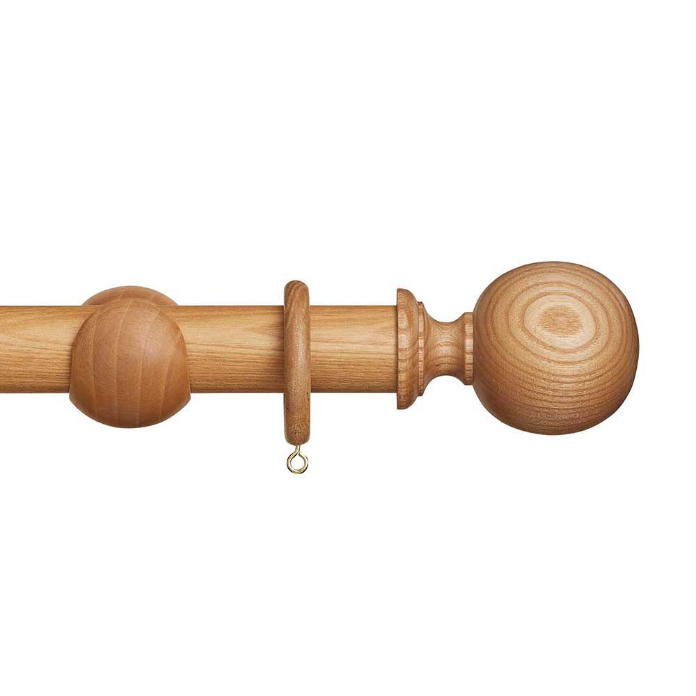 Hallis Eden Ball Curtain Pole Set in Natural Ash