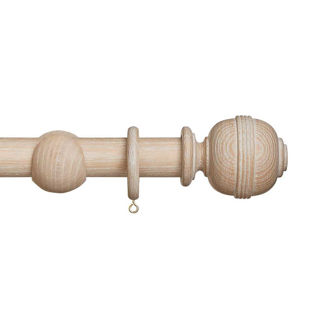 Hallis Eden Ridged Ball Curtain Pole Set in Oatmeal