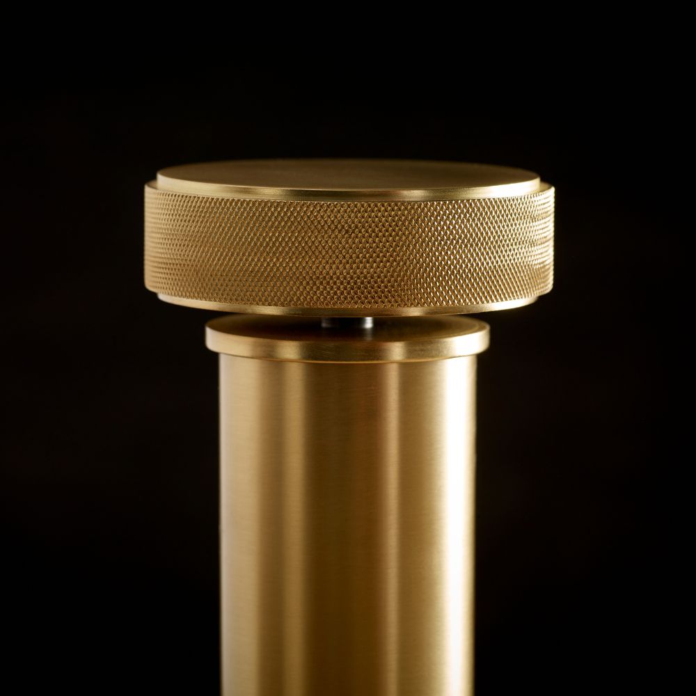 Jones Esquire Curtain Pole Set with Etched Finial in Brushed Gold