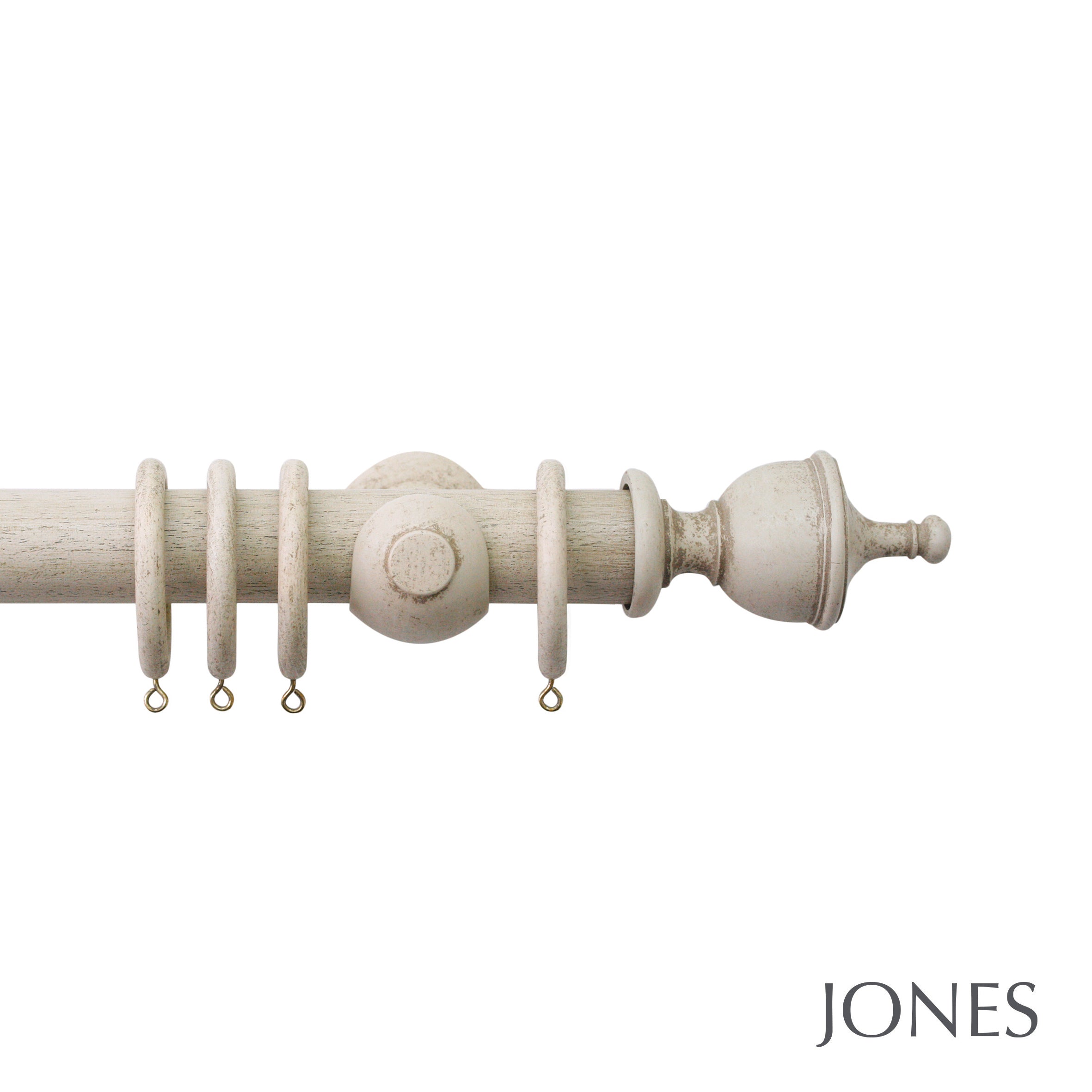 Jones Interiors Hardwick Urn Finial Curtain Pole Set in Putty