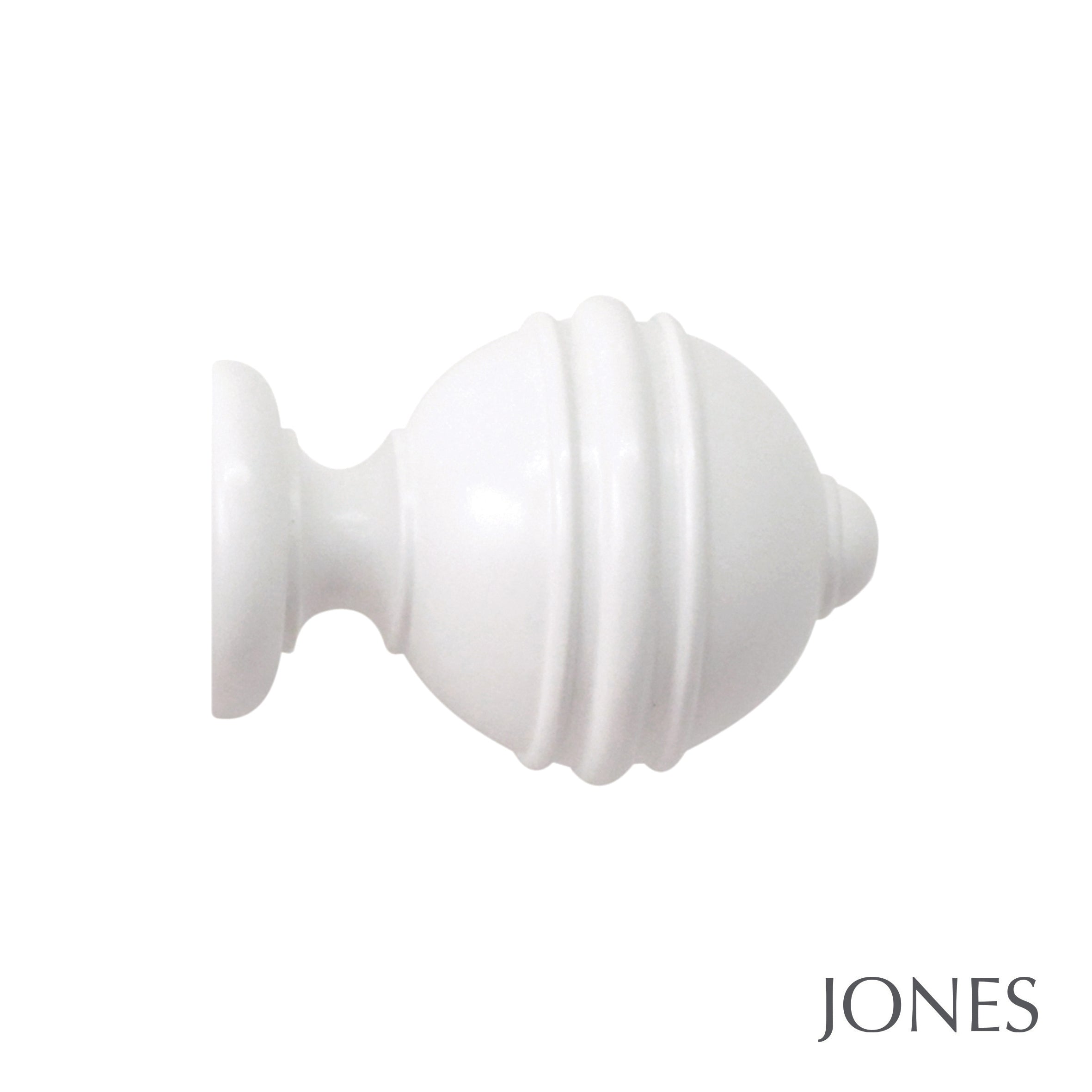 Jones Interiors Estate Ribbed Ball Finial Curtain Pole Set in Alabaster