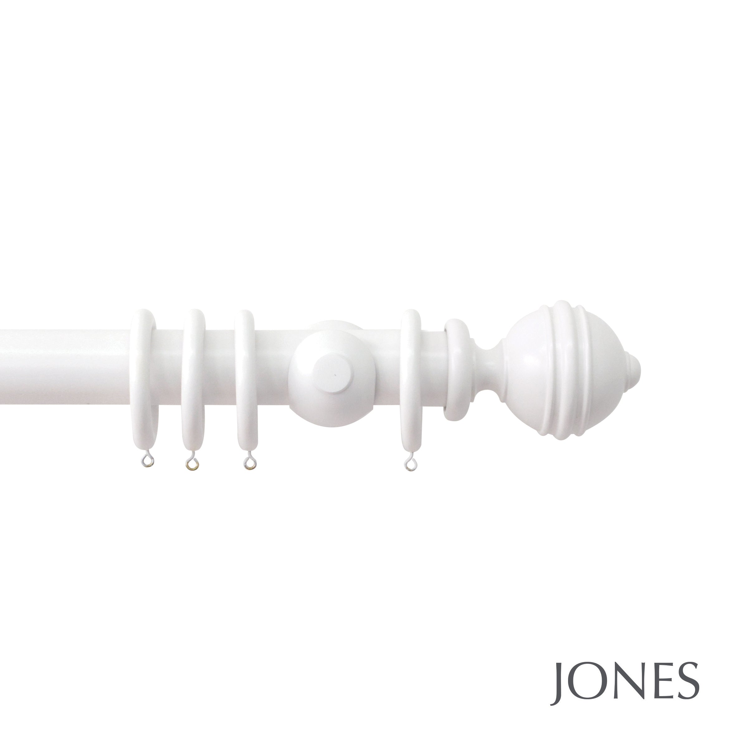 Jones Interiors Estate Ribbed Ball Finial Curtain Pole Set in Alabaster