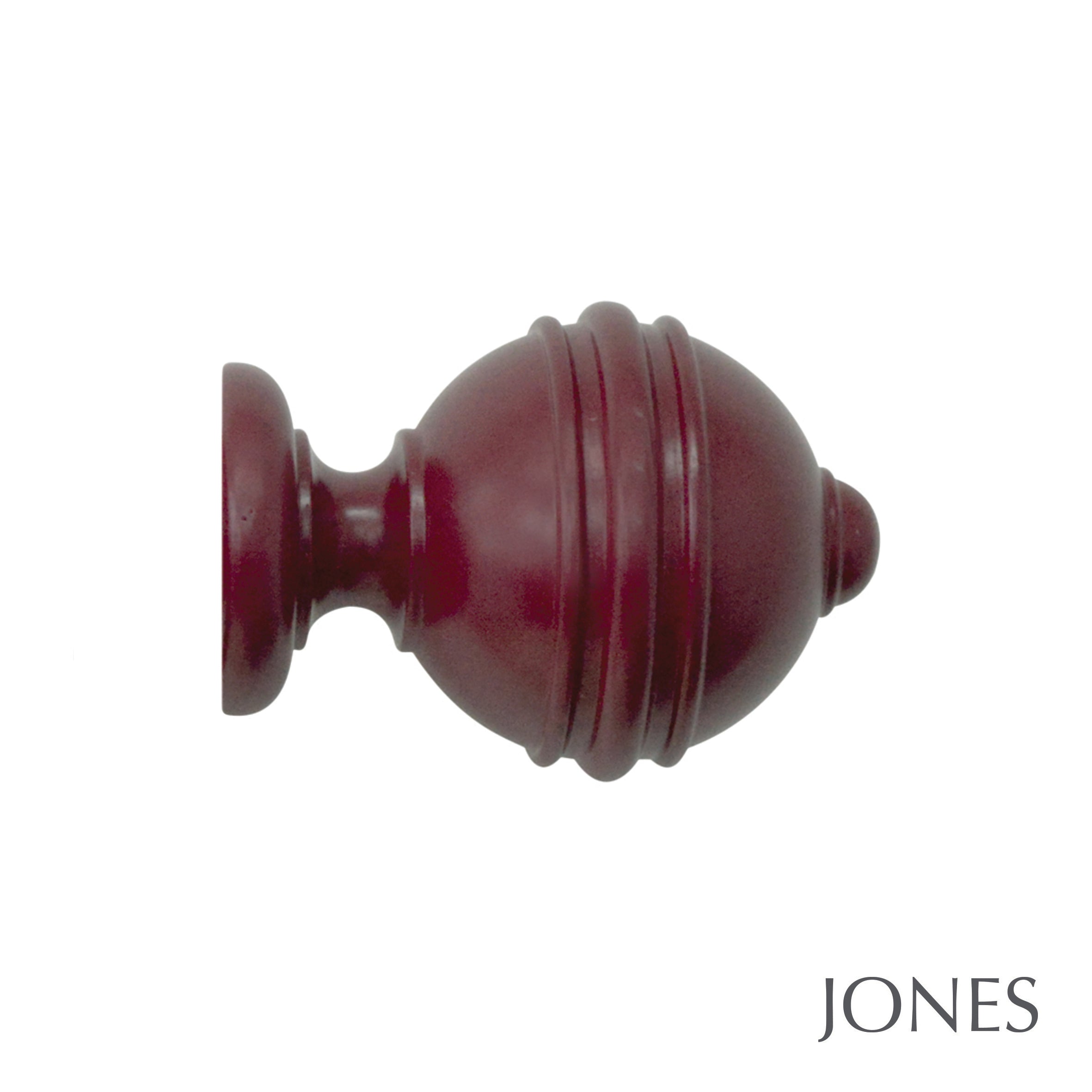 Jones Interiors Estate Ribbed Ball Finial Curtain Pole Set in Claret