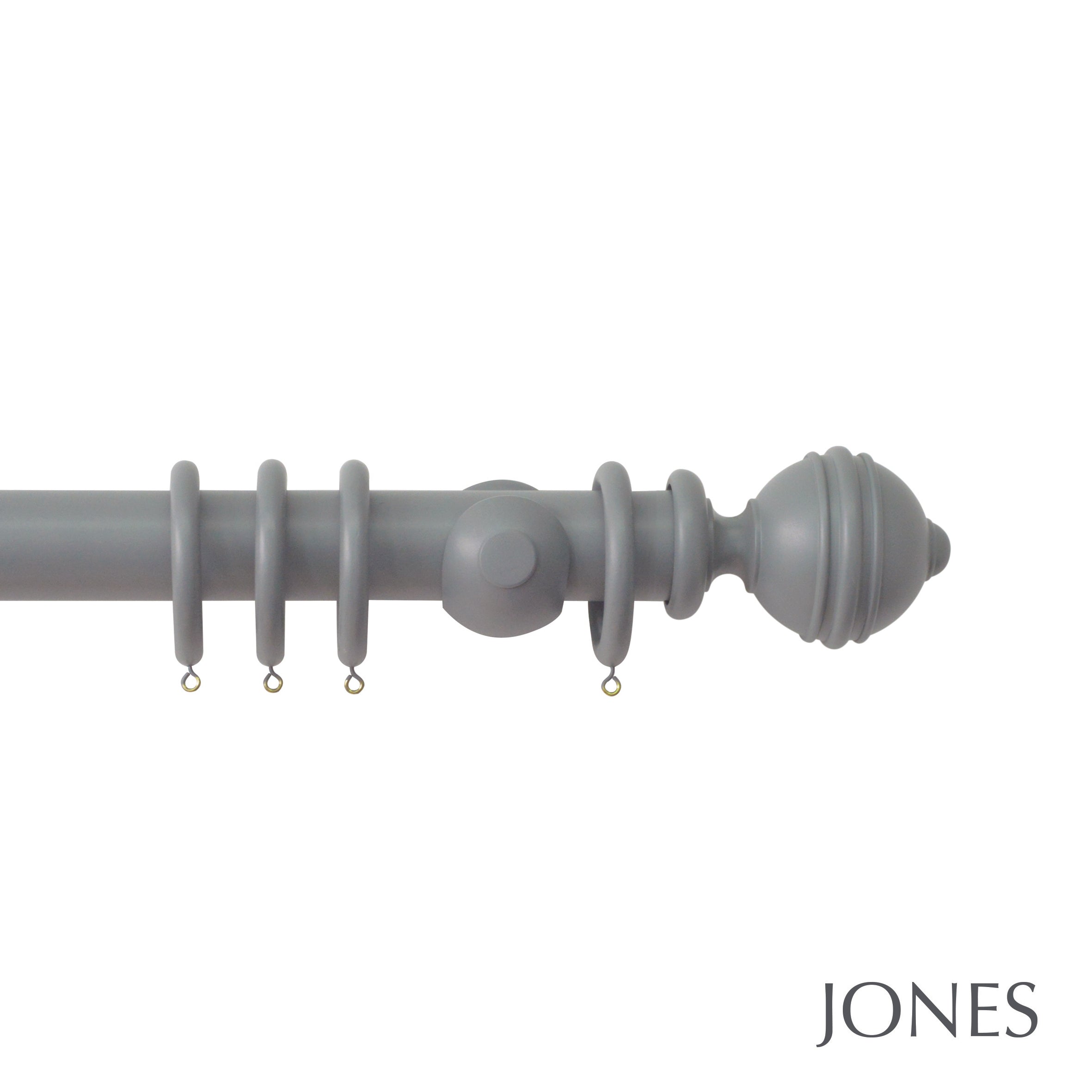 Jones Interiors Estate Ribbed Ball Finial Curtain Pole Set in Lead