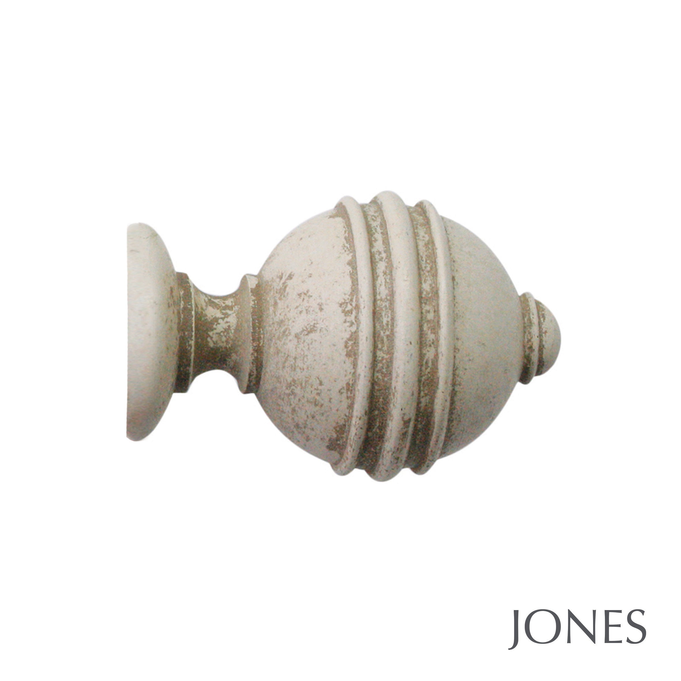 Jones Interiors Florentine Ribbed Ball Finial Curtain Pole Set in Putty