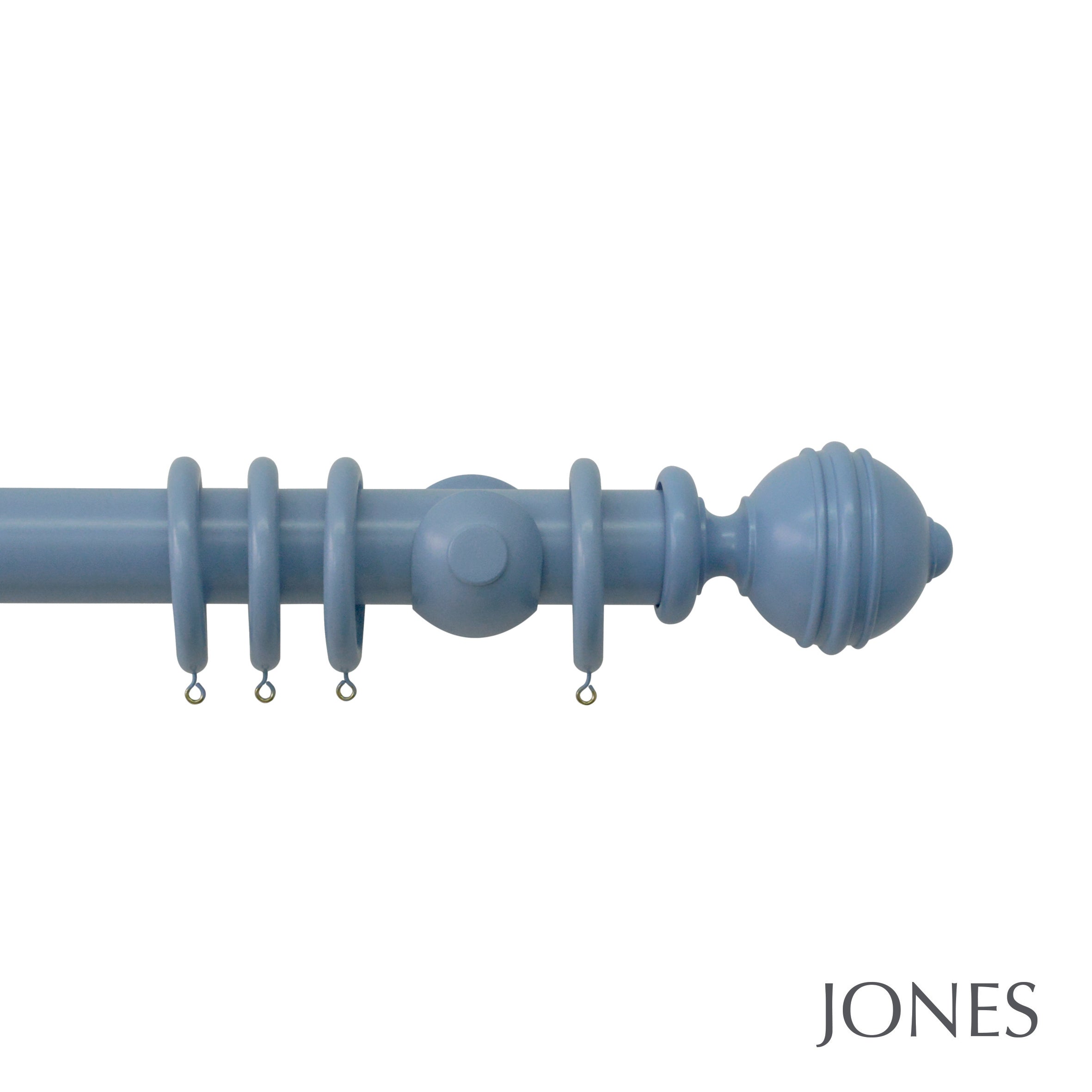 Jones Interiors Estate Ribbed Ball Finial Curtain Pole Set in Regatta