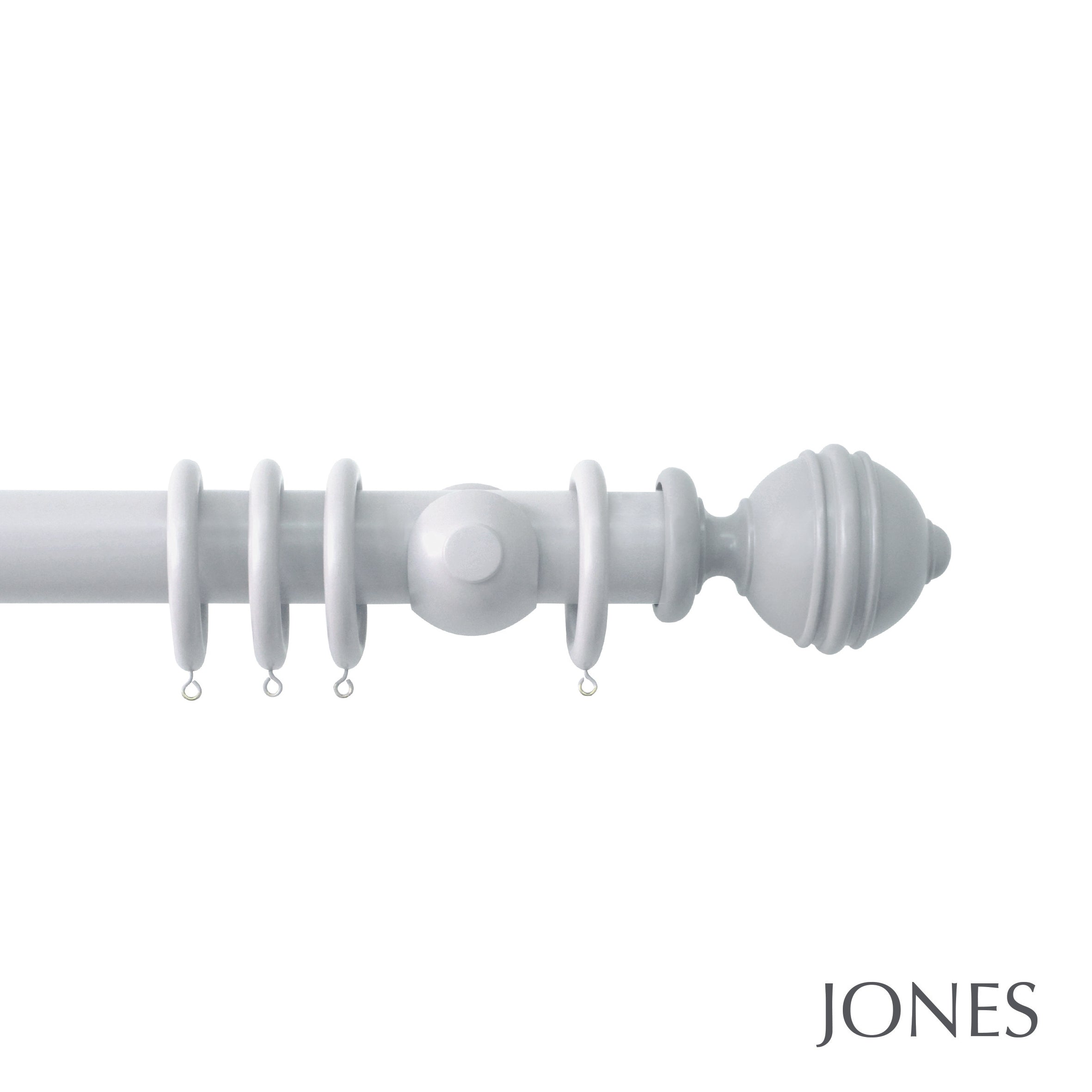 Jones Interiors Estate Ribbed Ball Finial Curtain Pole Set in Shingle