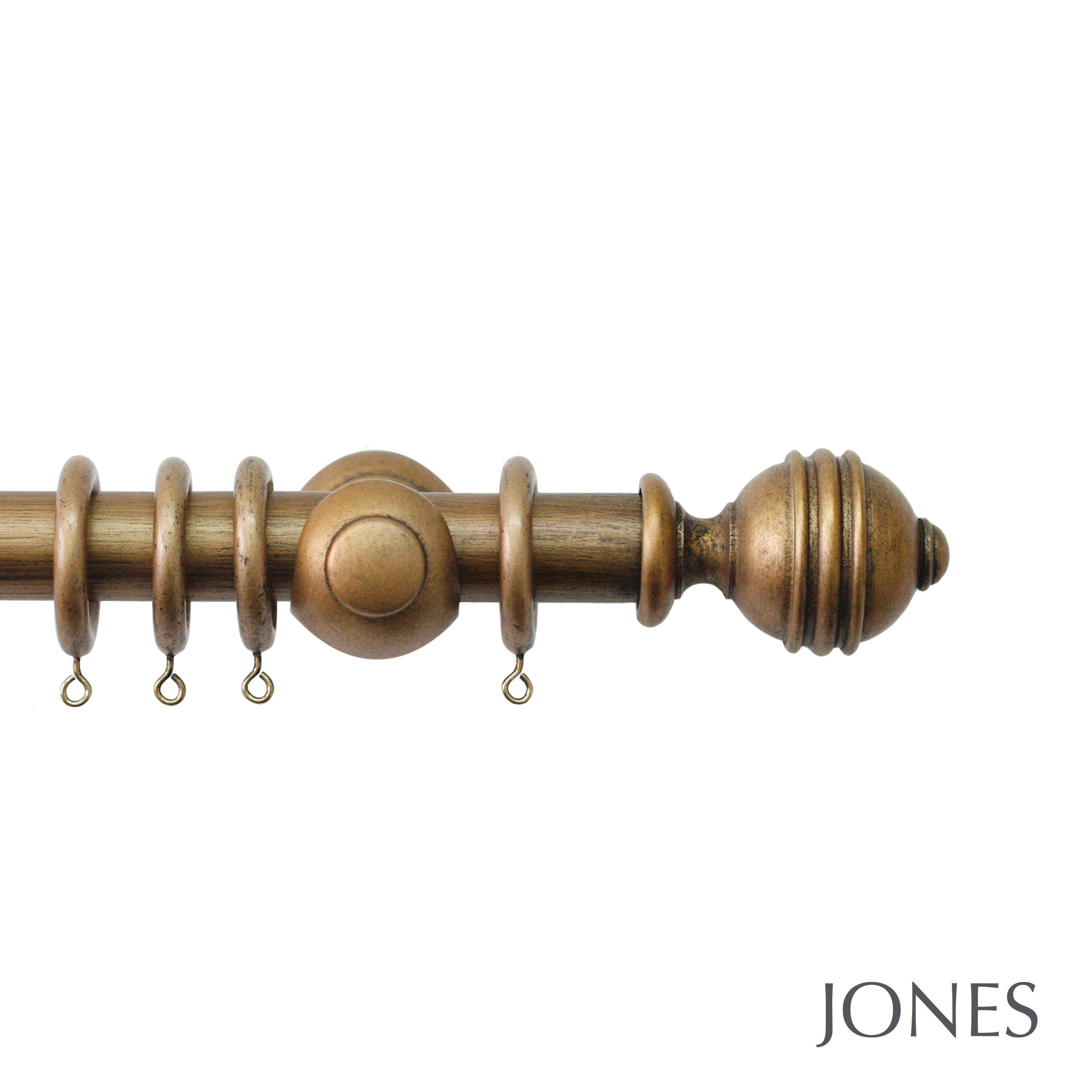 Jones Interiors Cathedral Ely Finial Curtain Pole Set in Antique Gold