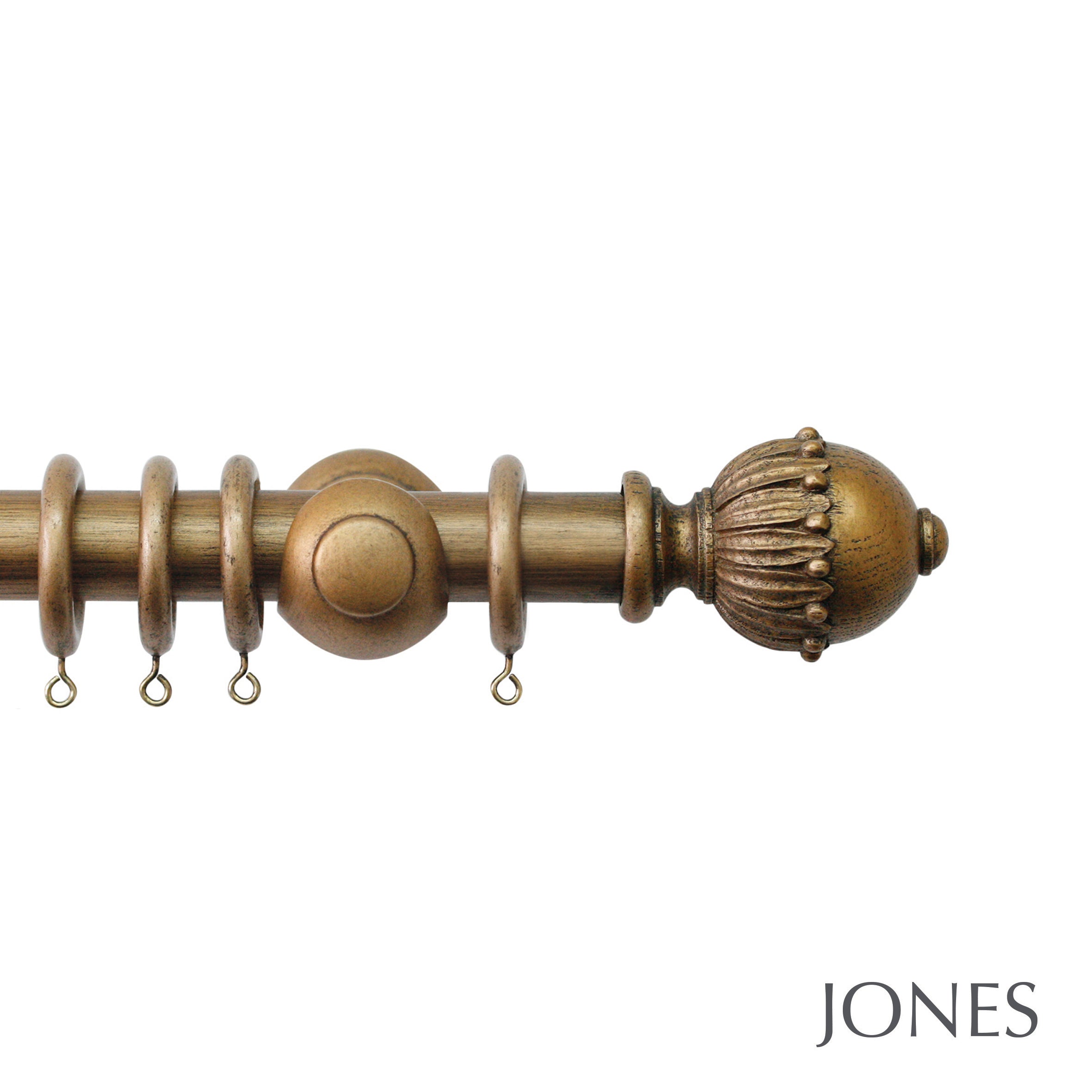 Jones Interiors Cathedral Wells Finial Curtain Pole Set in Antique Gold