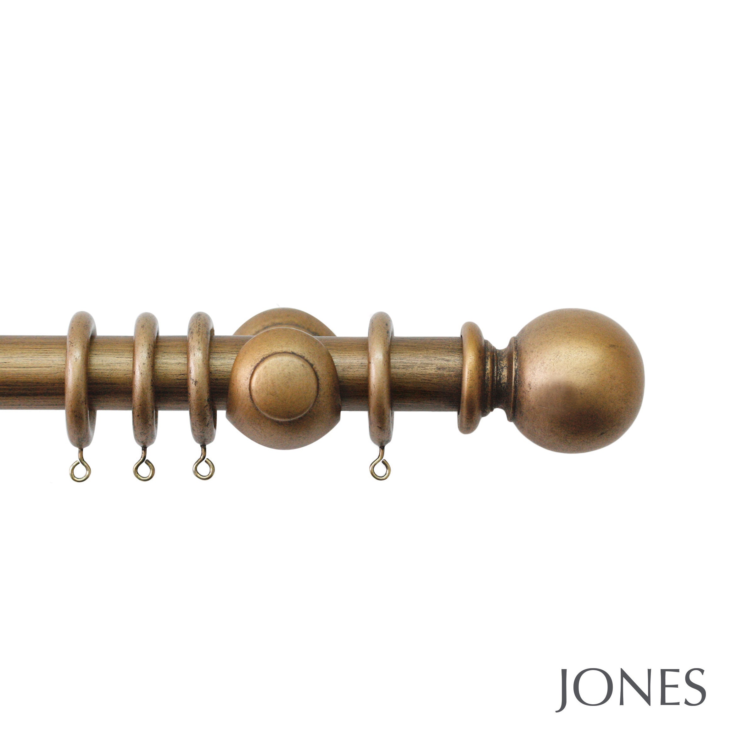 Jones Interiors Cathedral Ball Finial Curtain Pole Set in Antique Gold