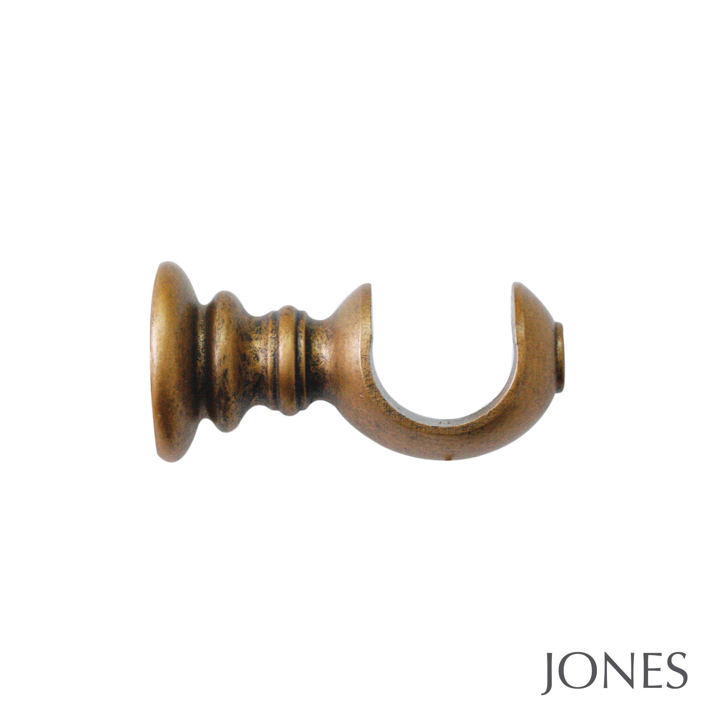 Jones Interiors Florentine Ribbed Ball Finial Curtain Pole Set in Antique Gold