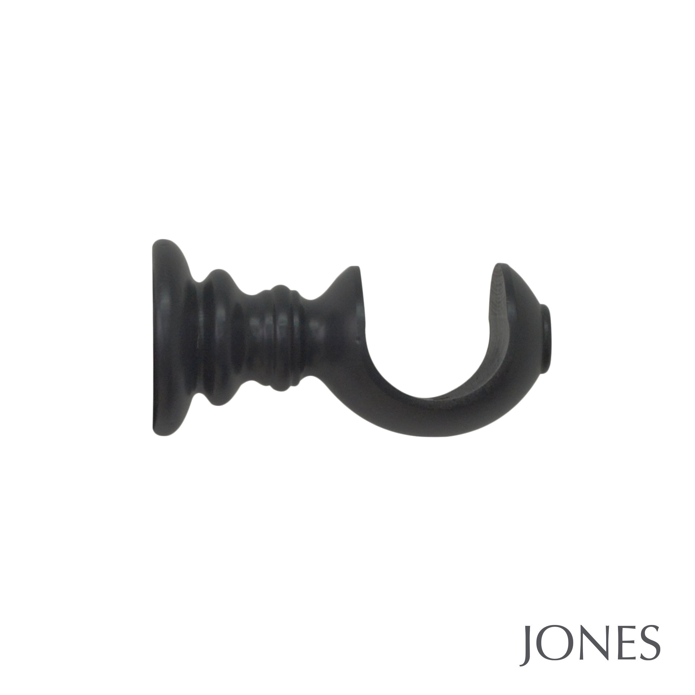 Jones Interiors Estate Ribbed Ball Finial Curtain Pole Set in Charcoal
