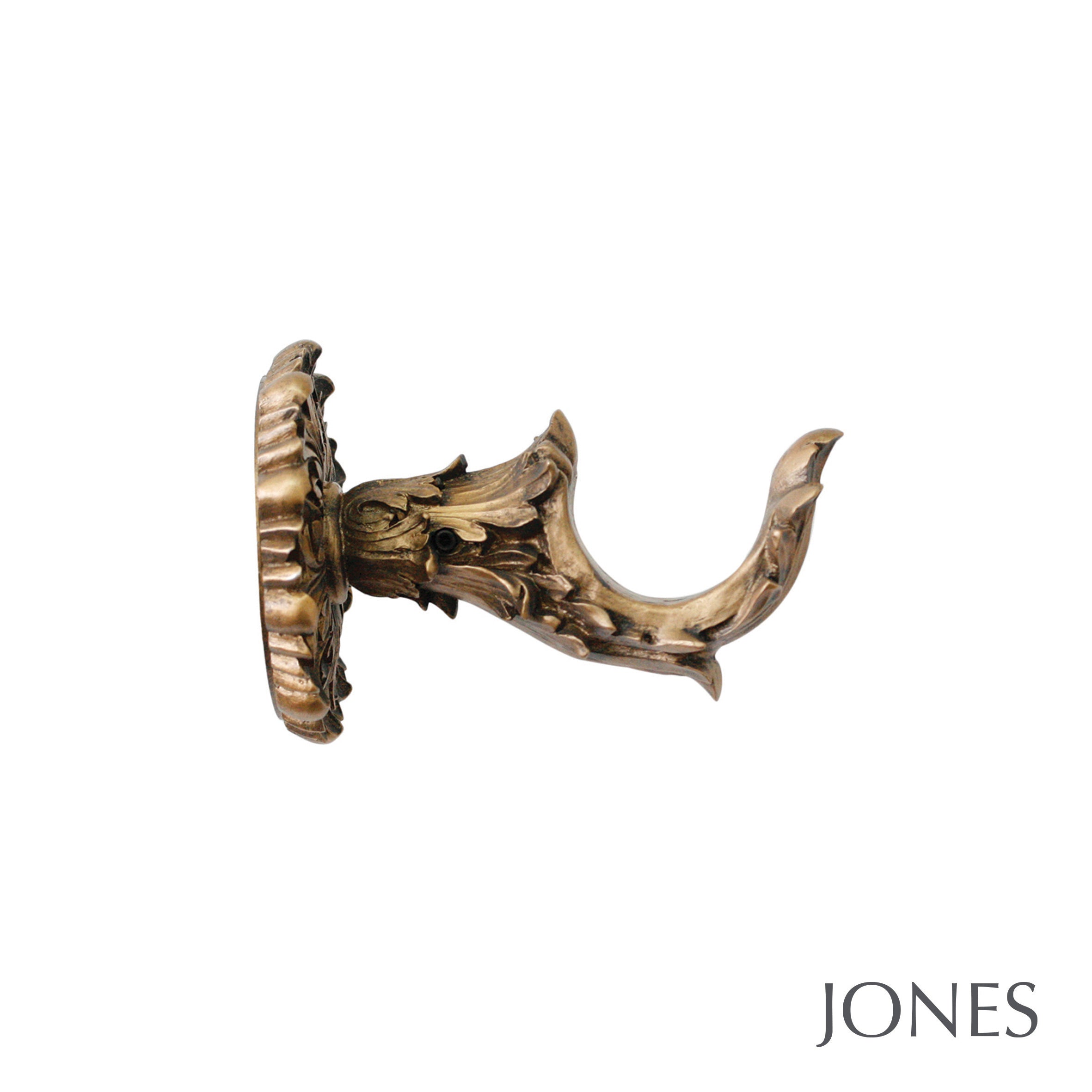 Jones Interiors Florentine Acanthus Finial Curtain Pole Set in Antique Gold