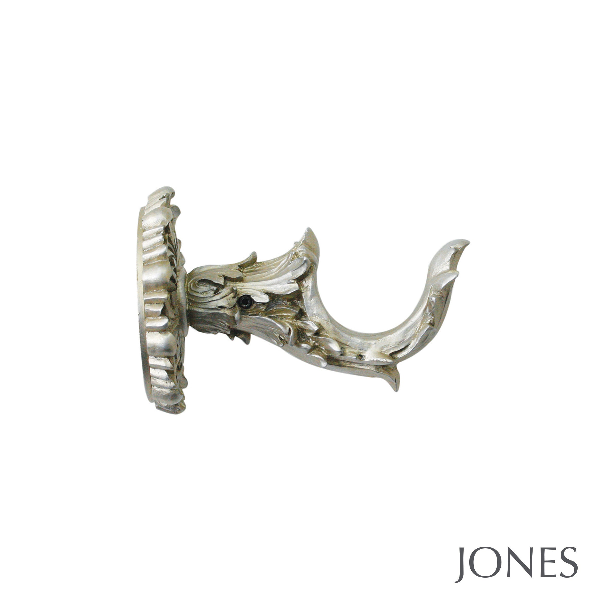 Jones Interiors Florentine Acanthus Finial Curtain Pole Set in Champagne Silver