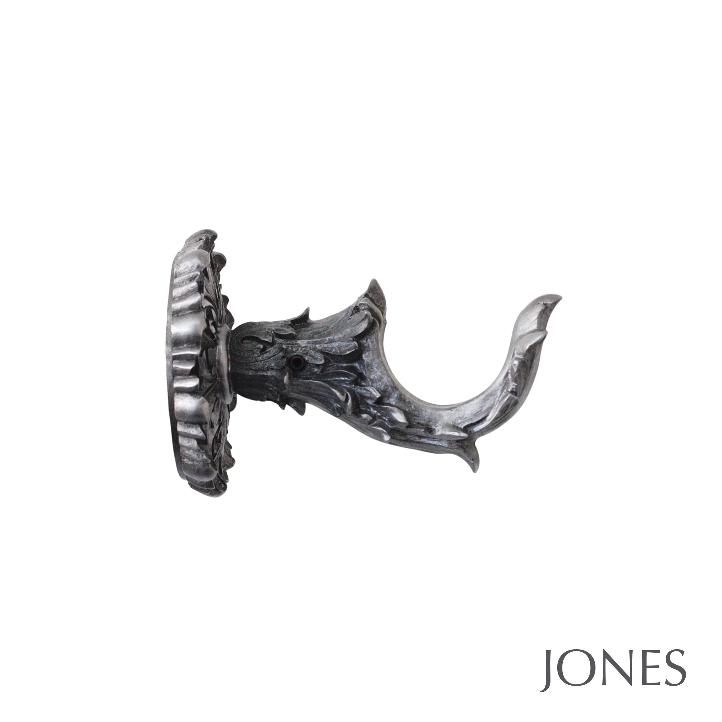 Jones Interiors Florentine Acanthus Finial Curtain Pole Set in Pewter