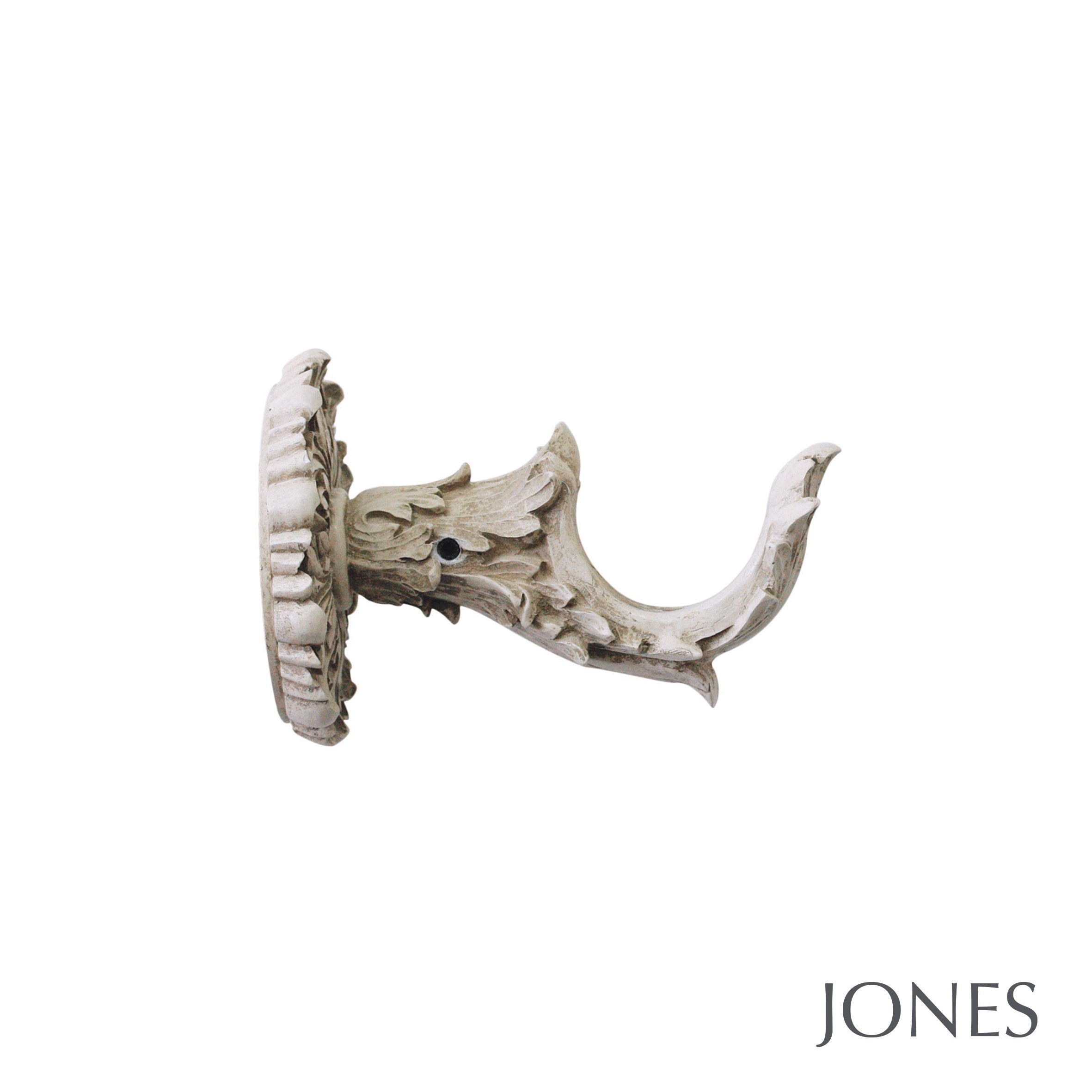 Jones Interiors Florentine Acanthus Finial Curtain Pole Set in Putty