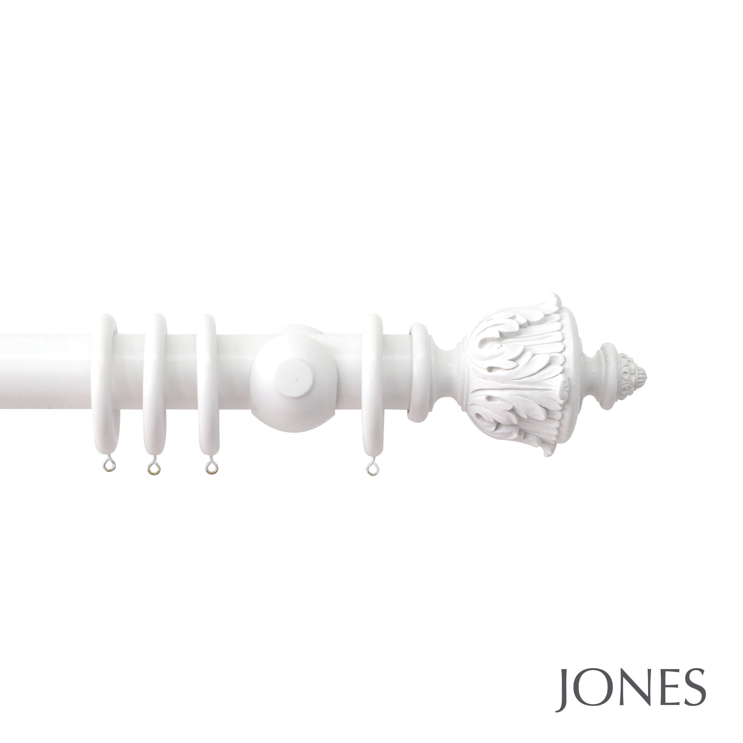 Jones Interiors Estate Acanthus Finial Curtain Pole Set in Alabaster