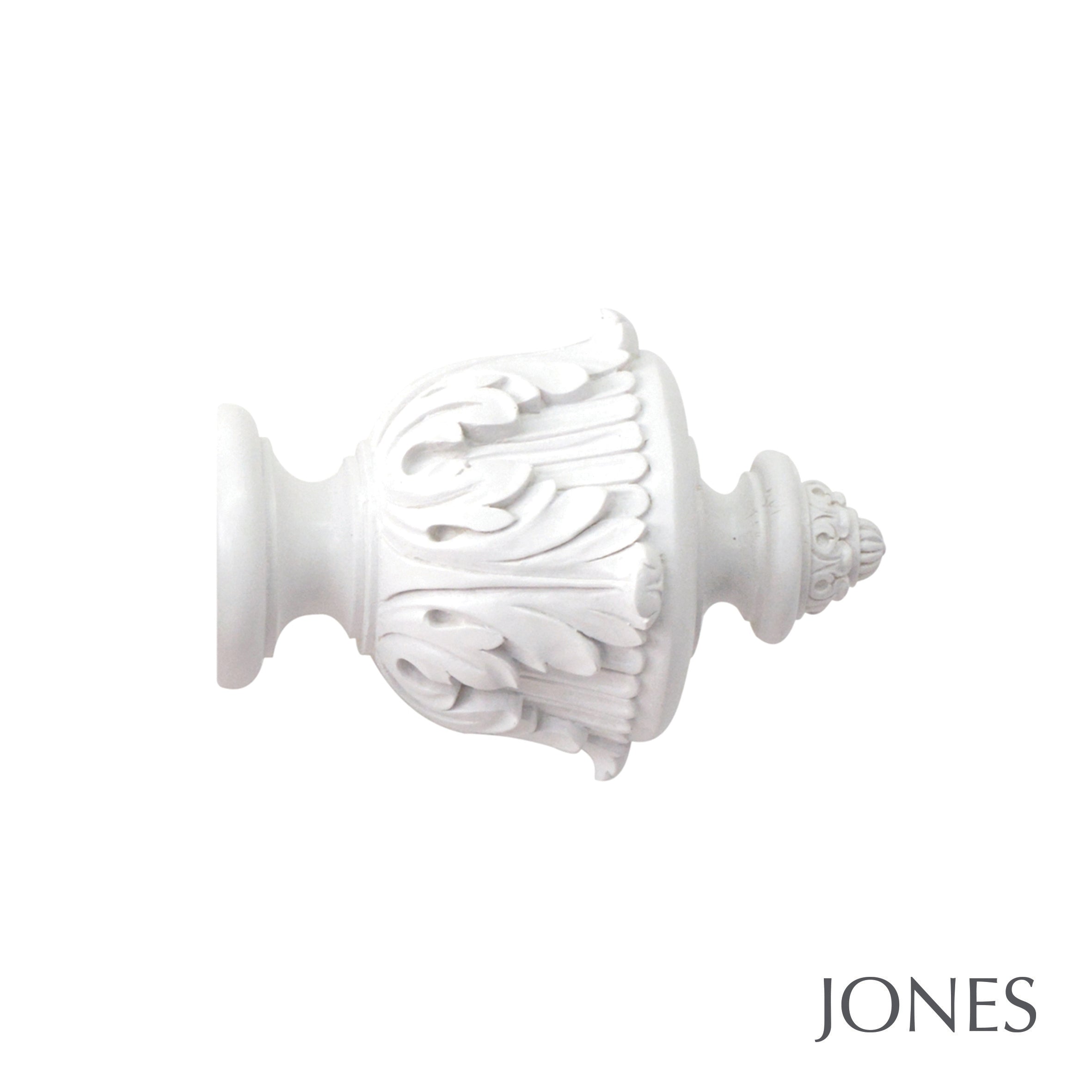 Jones Interiors Estate Acanthus Finial Curtain Pole Set in Alabaster