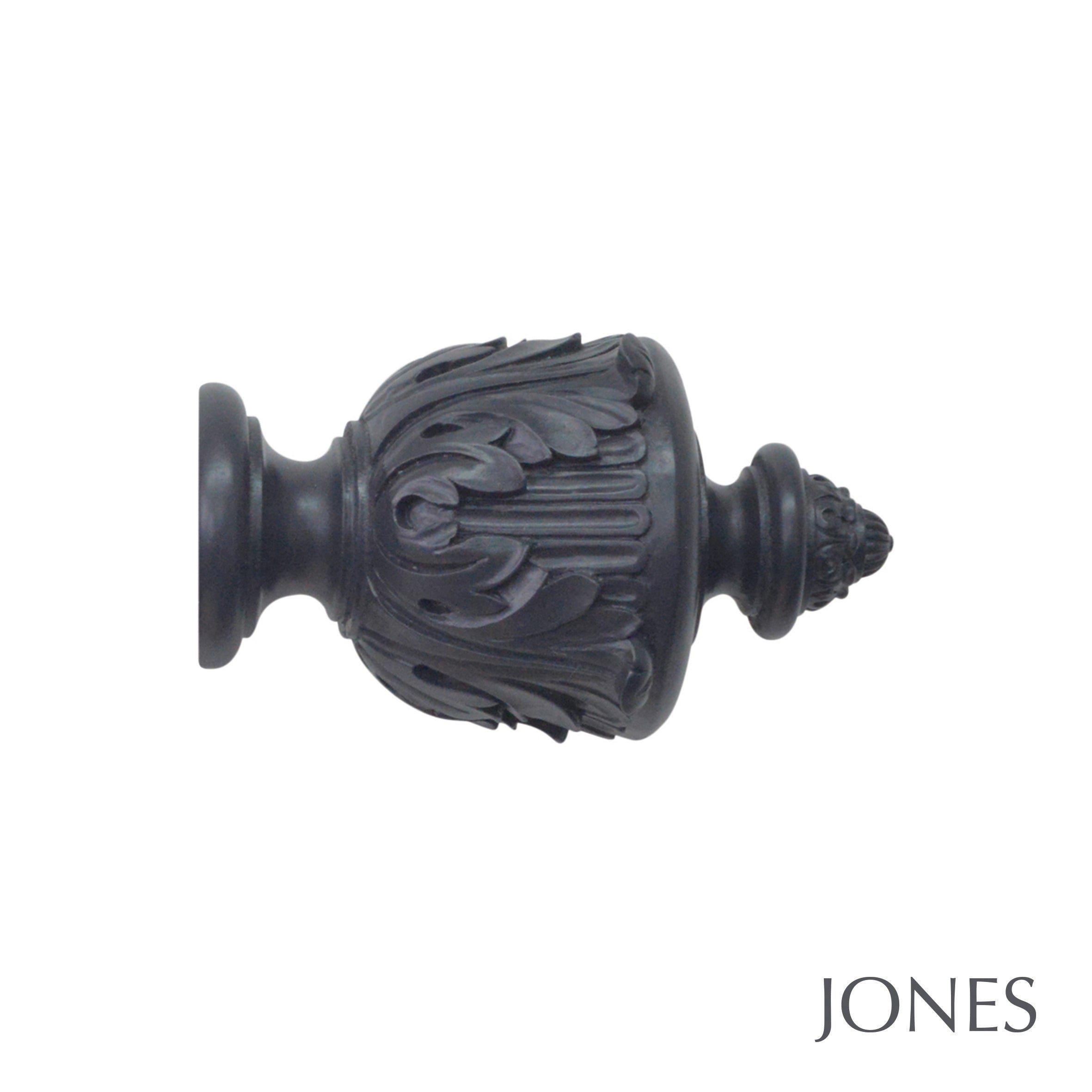 Jones Interiors Estate Acanthus Finial Curtain Pole Set in Basalt