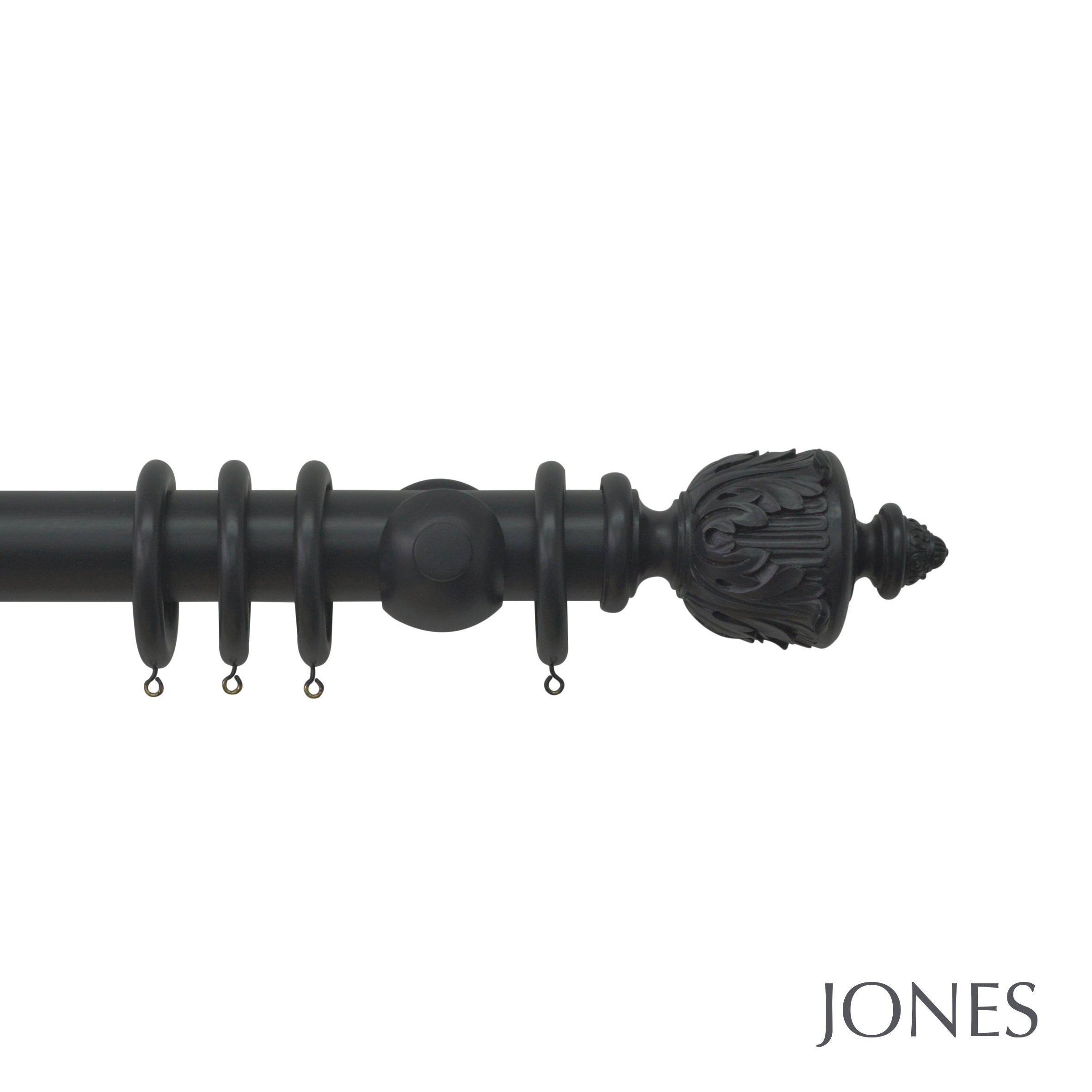 Jones Interiors Estate Acanthus Finial Curtain Pole Set in Charcoal