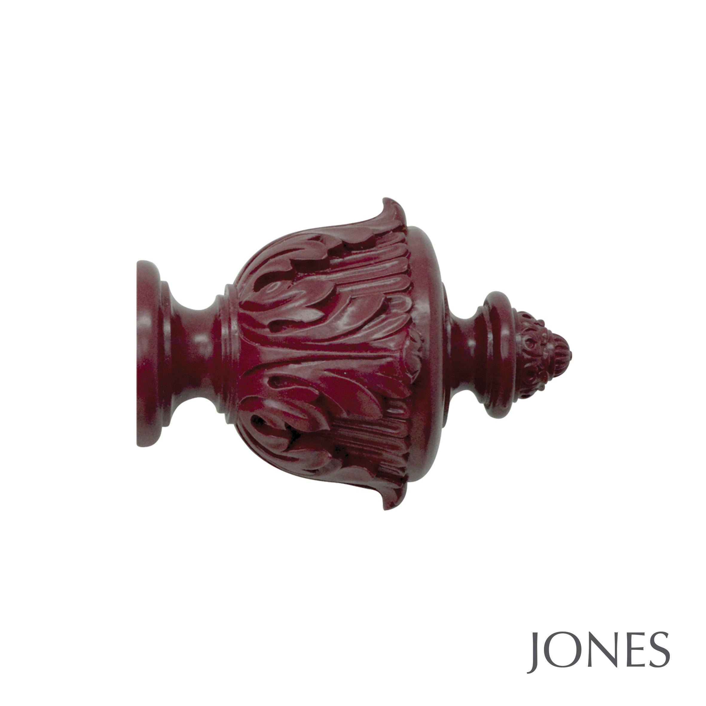 Jones Interiors Estate Acanthus Finial Curtain Pole Set in Claret