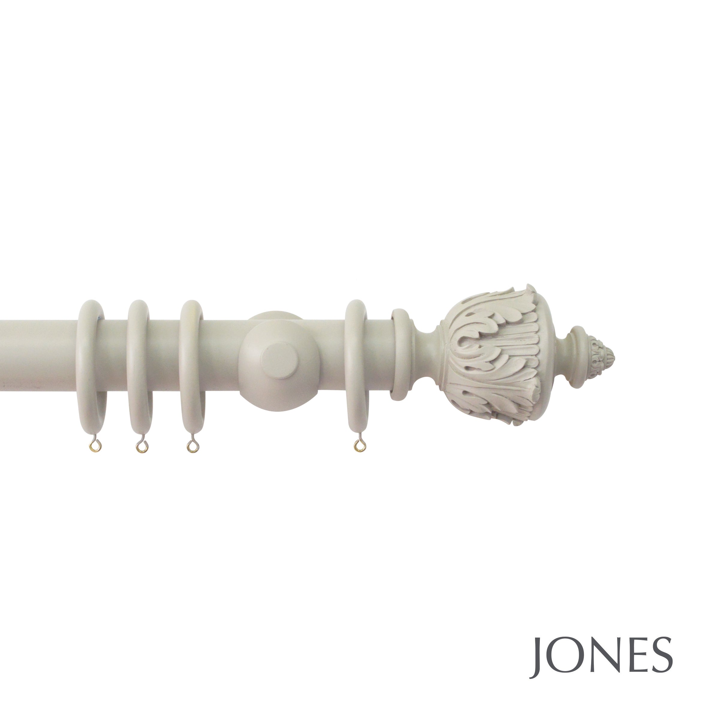 Jones Interiors Estate Acanthus Finial Curtain Pole Set in Clay