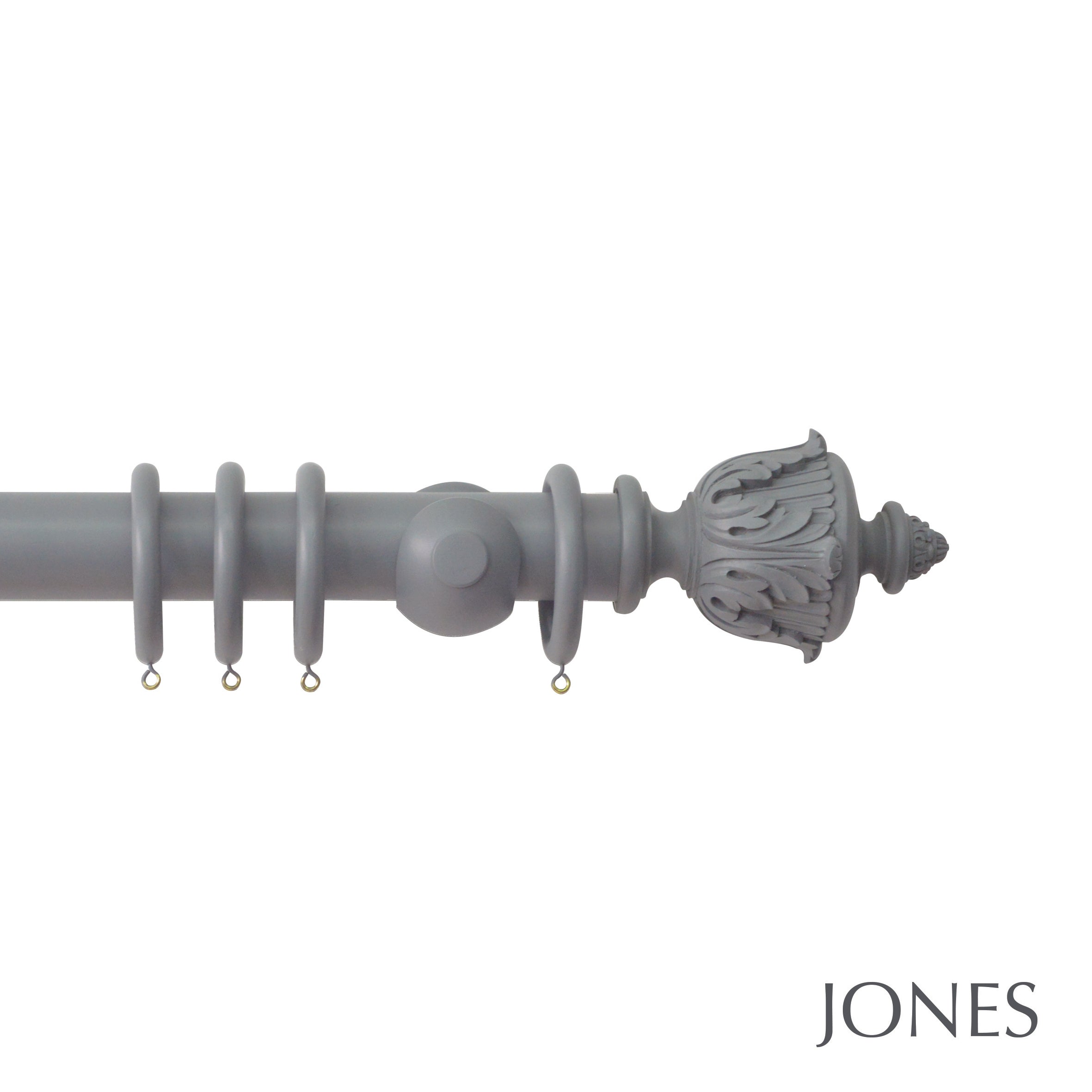 Jones Interiors Estate Acanthus Finial Curtain Pole Set in Lead