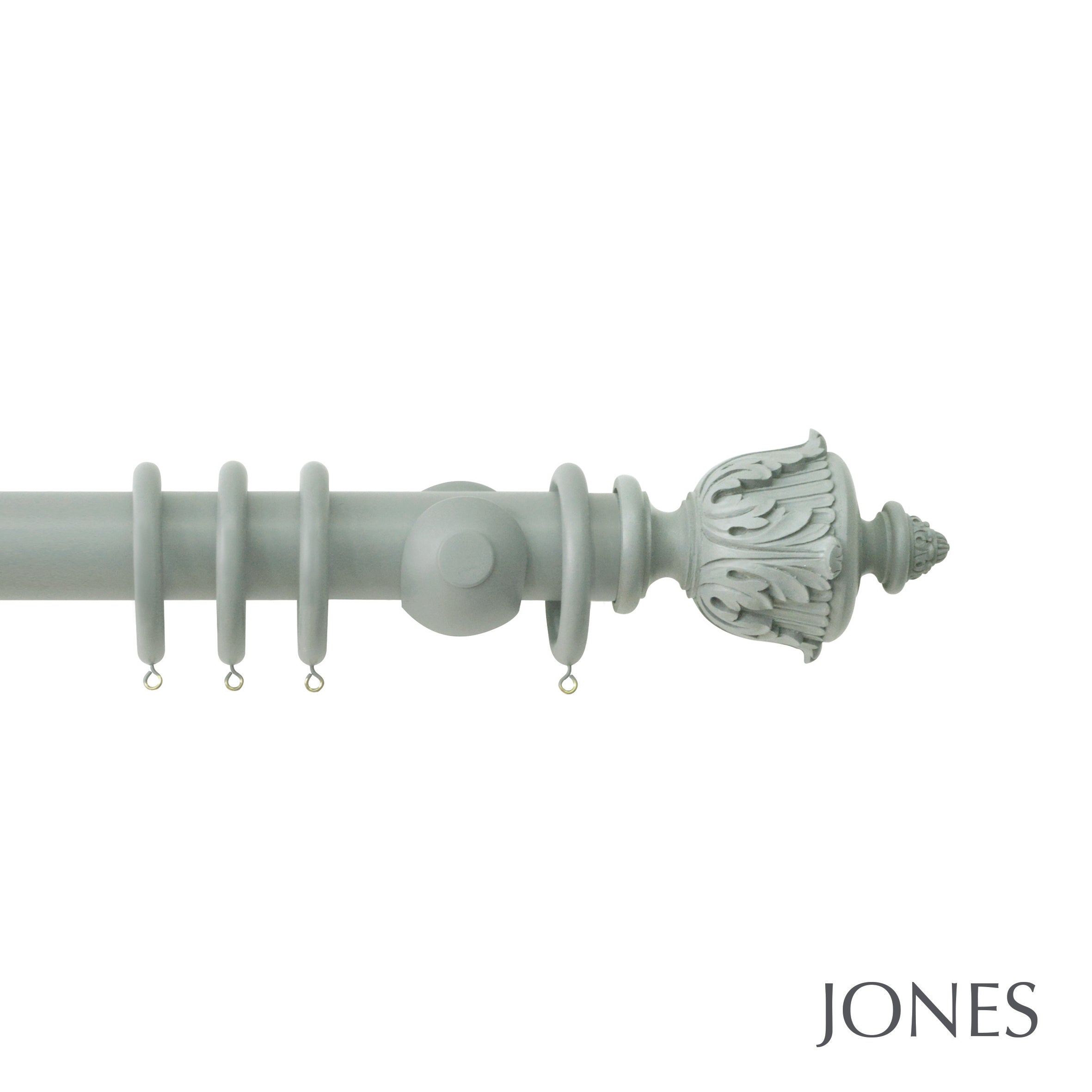 Jones Interiors Estate Acanthus Finial Curtain Pole Set in Mercury