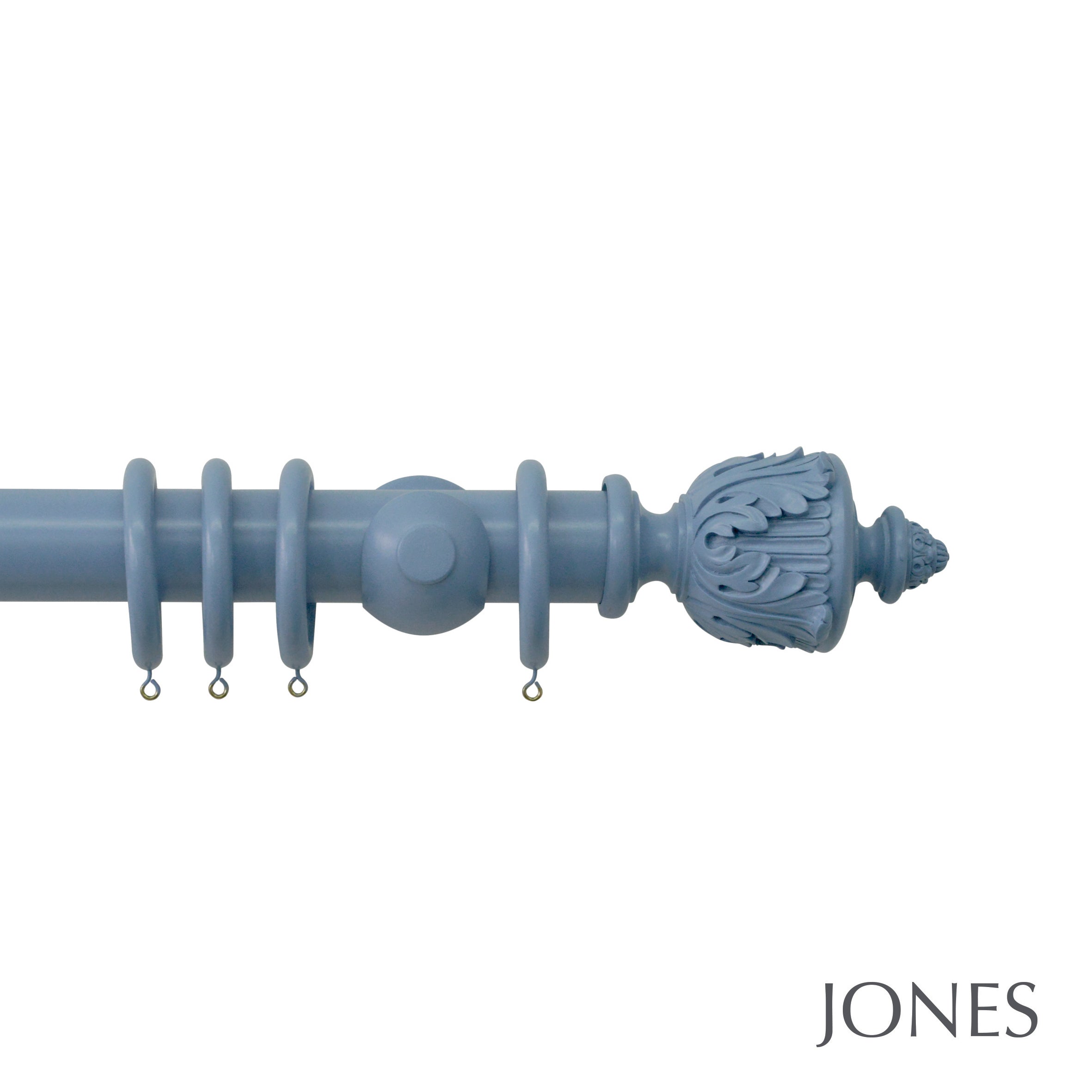 Jones Interiors Estate Acanthus Finial Curtain Pole Set in Regatta