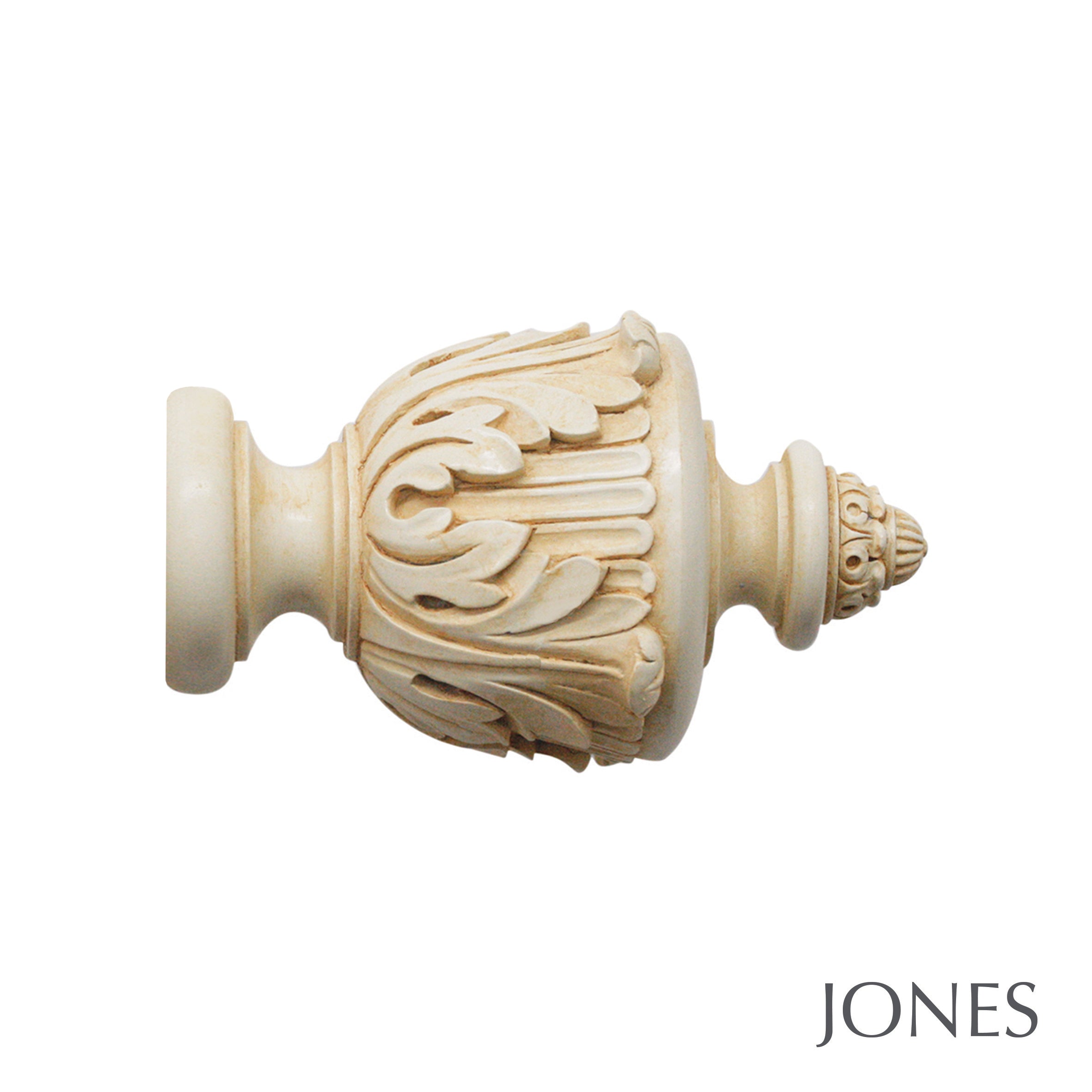 Jones Interiors Grande Acanthus Finial Curtain Pole Set in ivory