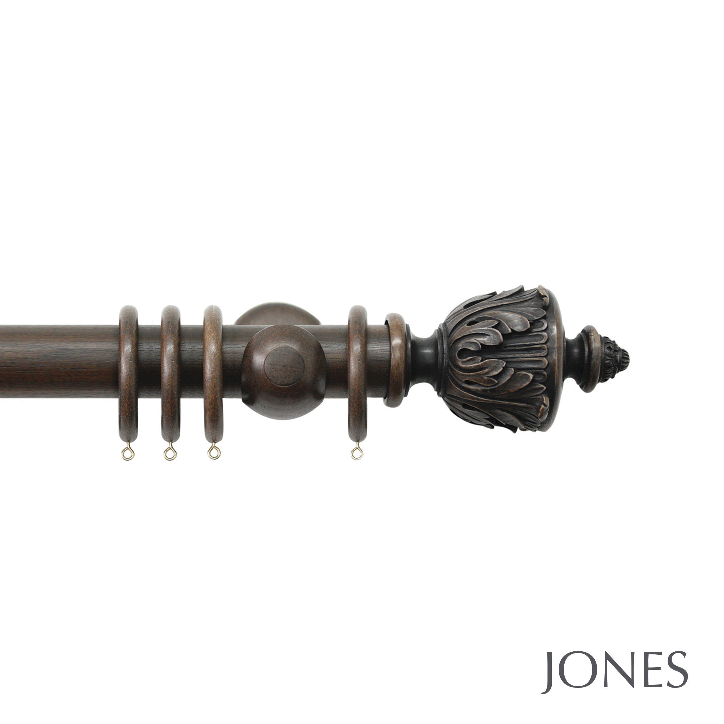 Jones Interiors Grande Acanthus Finial Curtain Pole Set in Oak