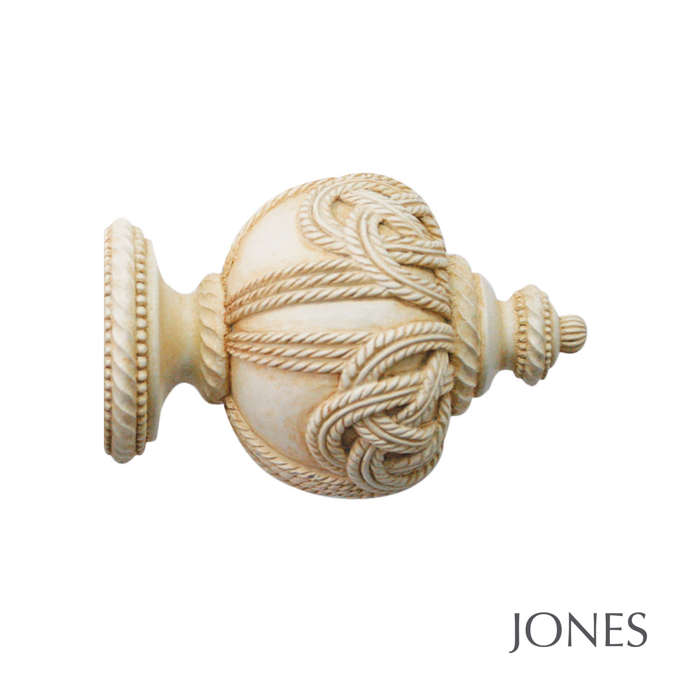 Jones Interiors Grande Rope Finial Curtain Pole Set in ivory