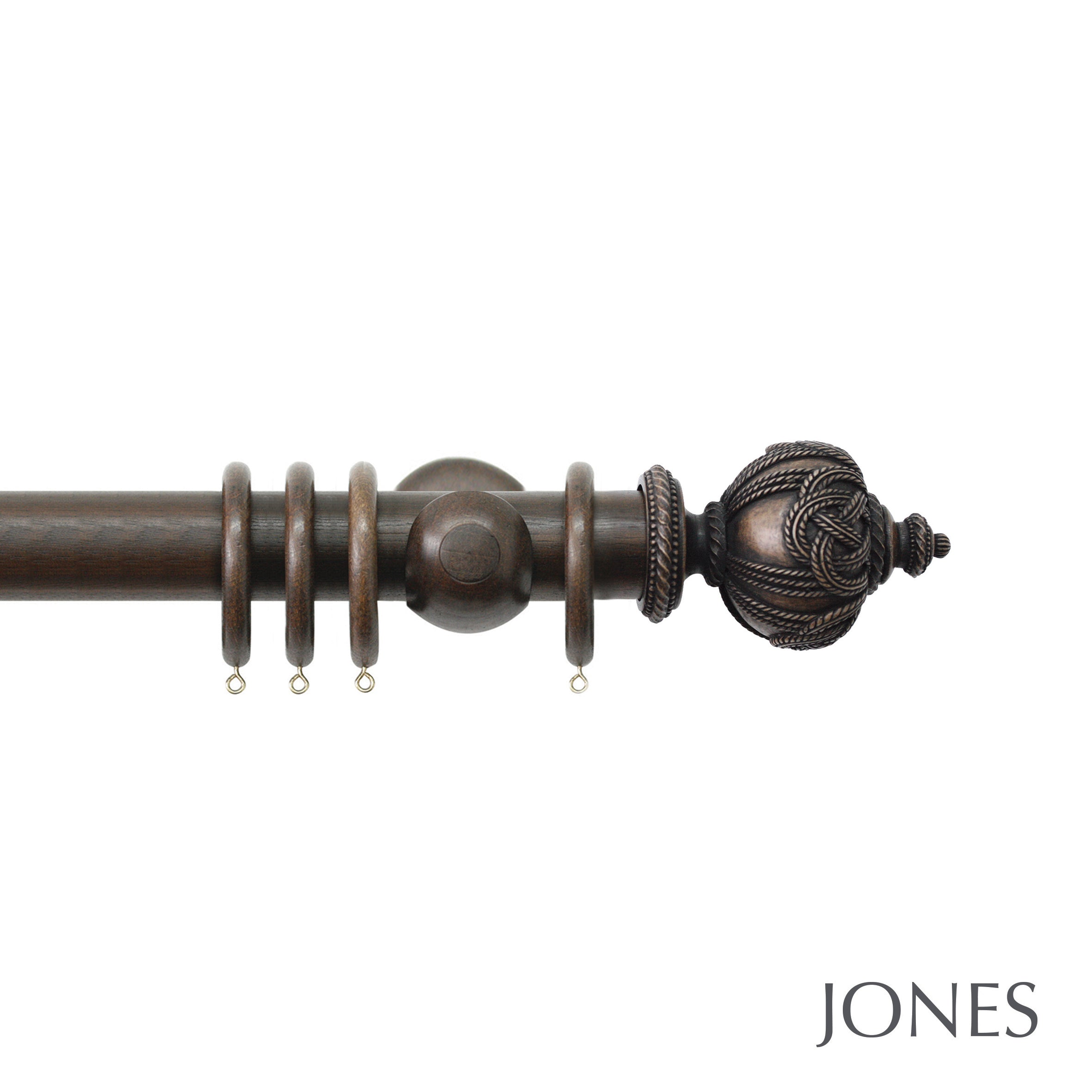 Jones Interiors Grande Rope Finial Curtain Pole Set in Oak