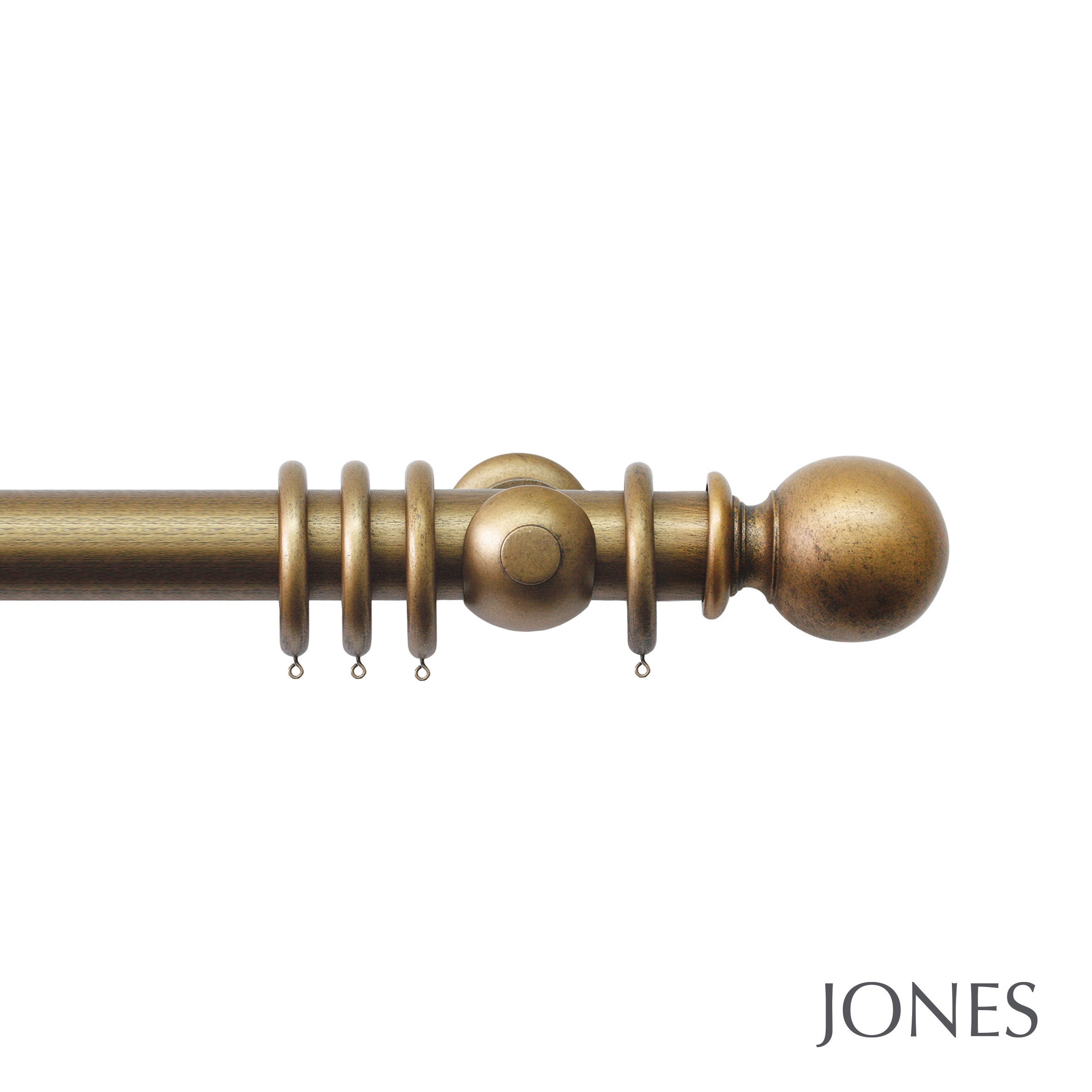 Jones Interiors Grande Ball Finial Curtain Pole Set in Antique Gold