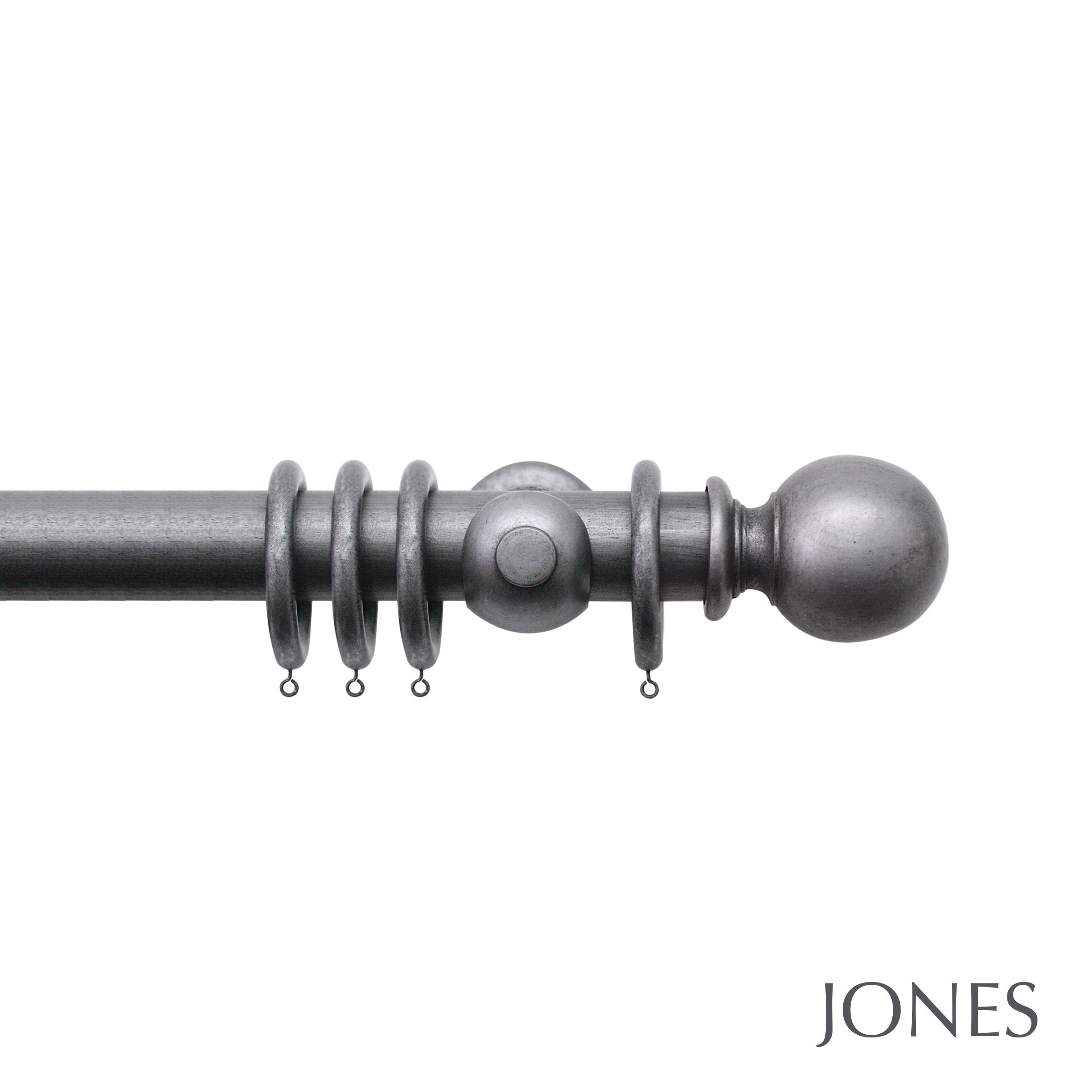 Jones Interiors Grande Ball Finial Curtain Pole Set in Pewter