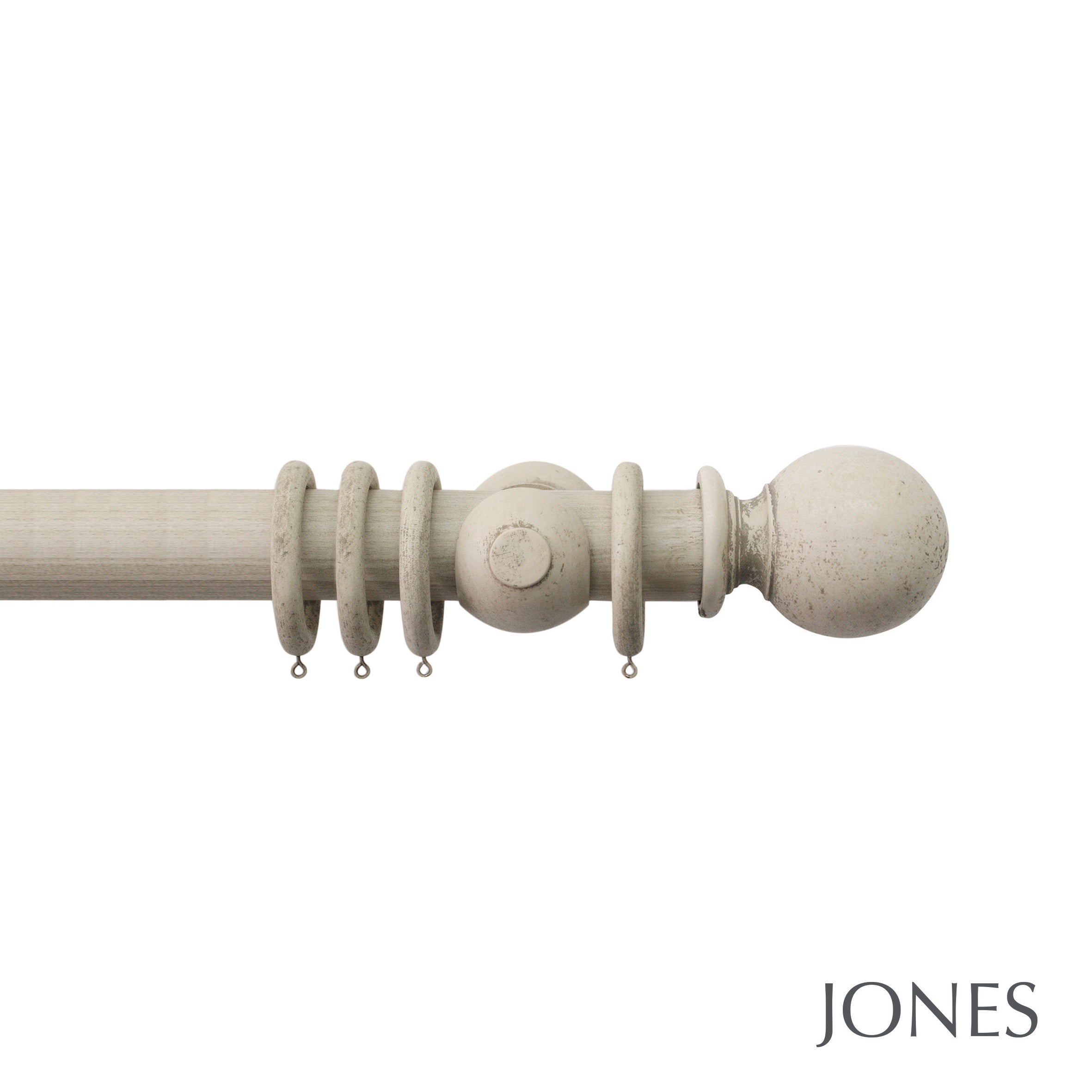 Jones Interiors Grande Ball Finial Curtain Pole Set in Putty