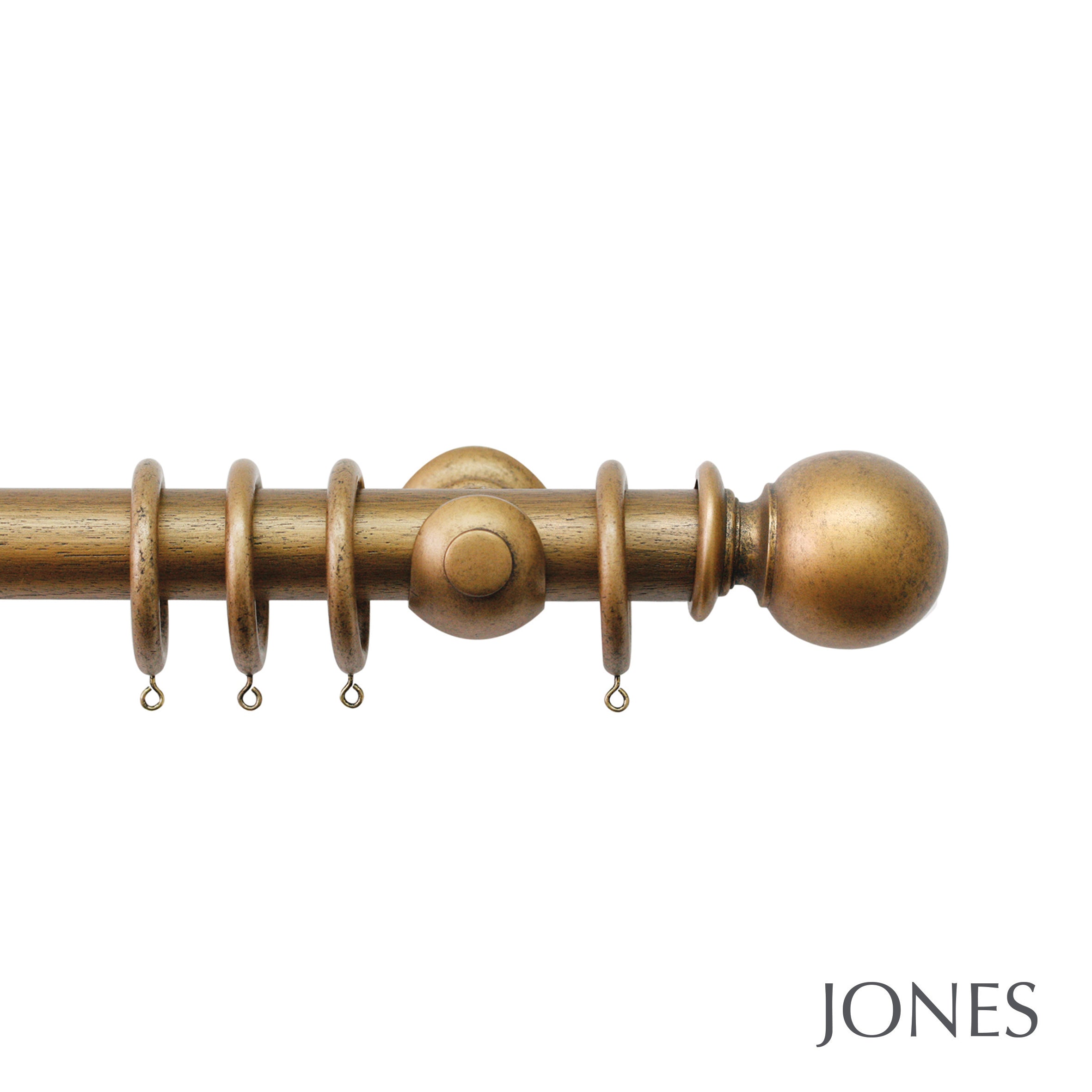 Jones Interiors Hardwick Ball Finial Curtain Pole Set in Antique Gold