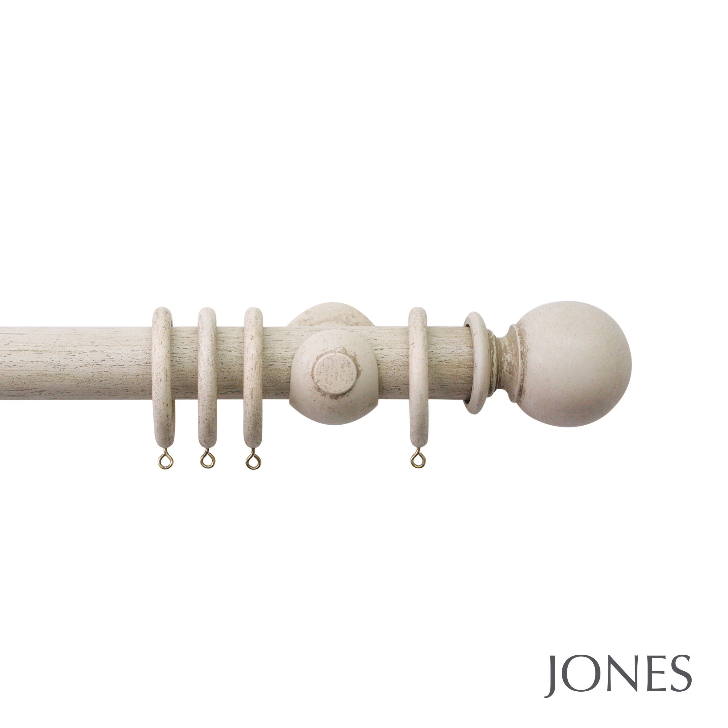 Jones Interiors Hardwick Ball Finial Curtain Pole Set in Putty