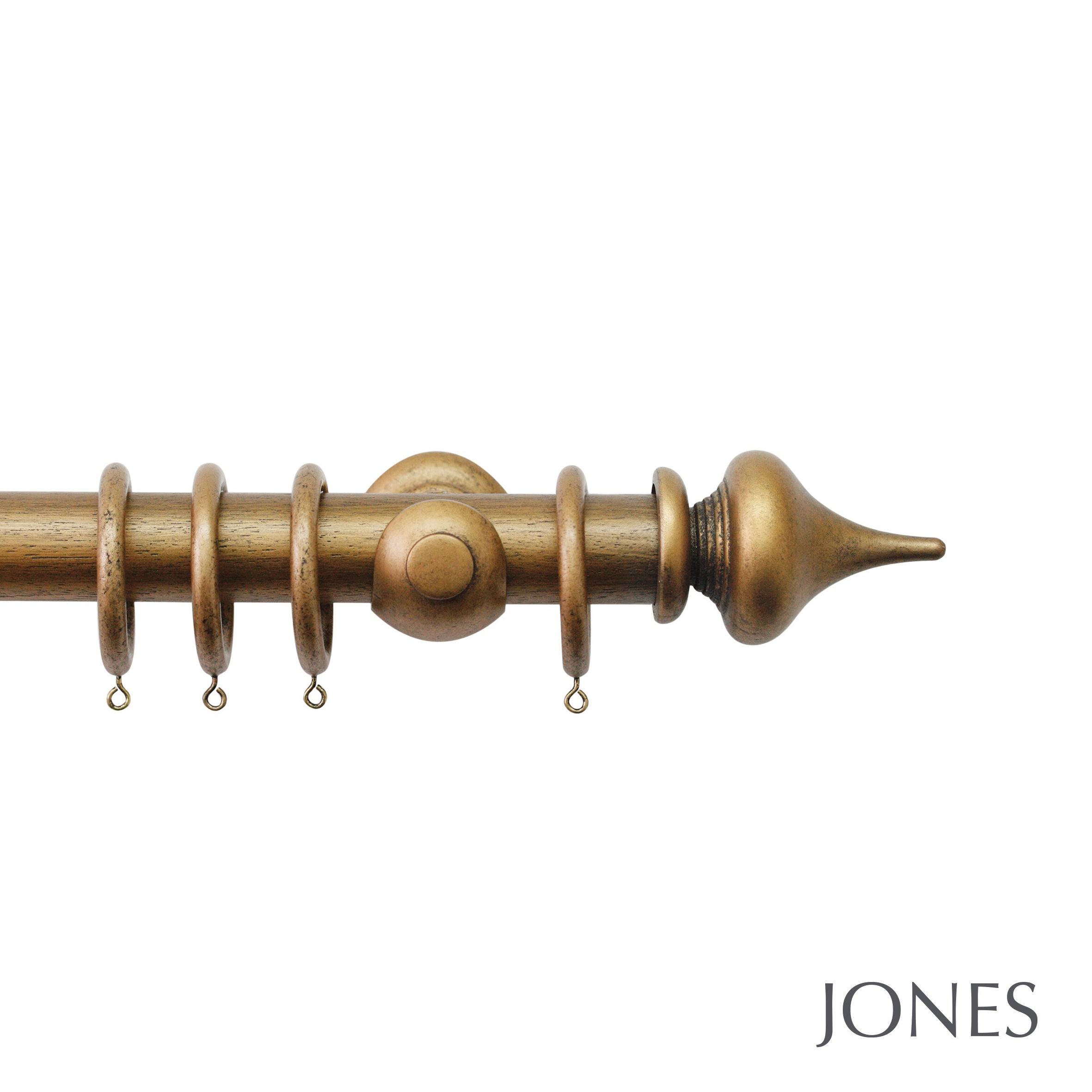 Jones Interiors Hardwick Minaret Finial Curtain Pole Set in Antique Gold