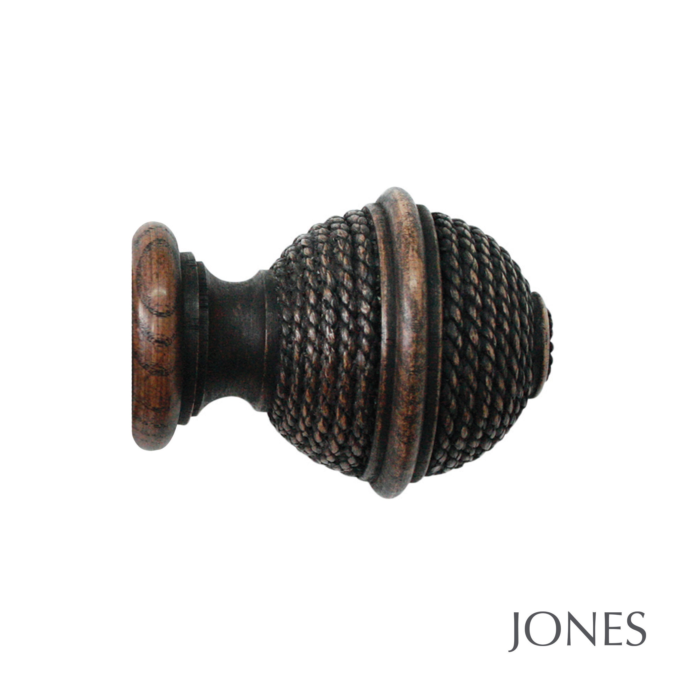 Jones Interiors Hardwick Woven Rope Finial Curtain Pole Set in Oak