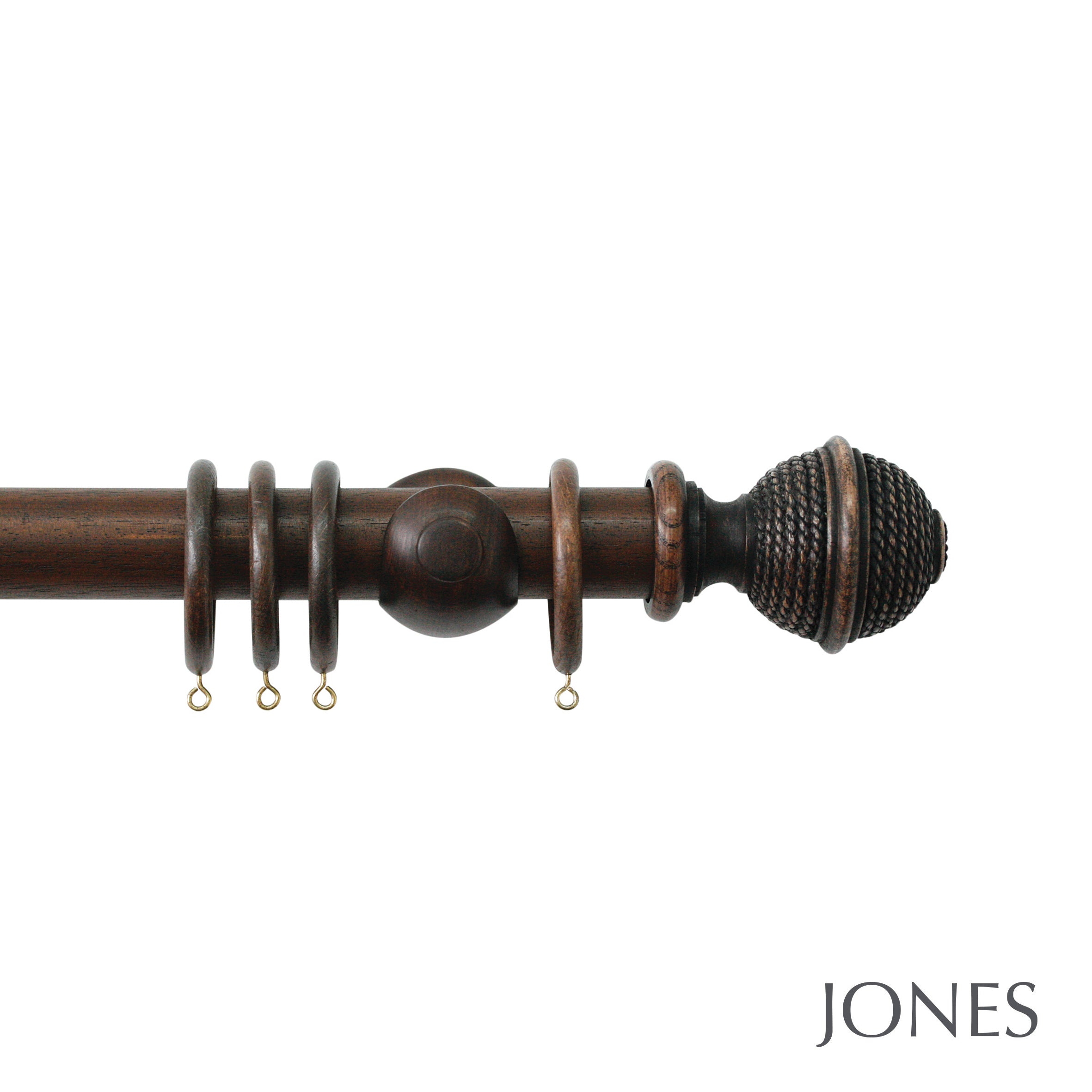 Jones Interiors Hardwick Woven Rope Finial Curtain Pole Set in Oak