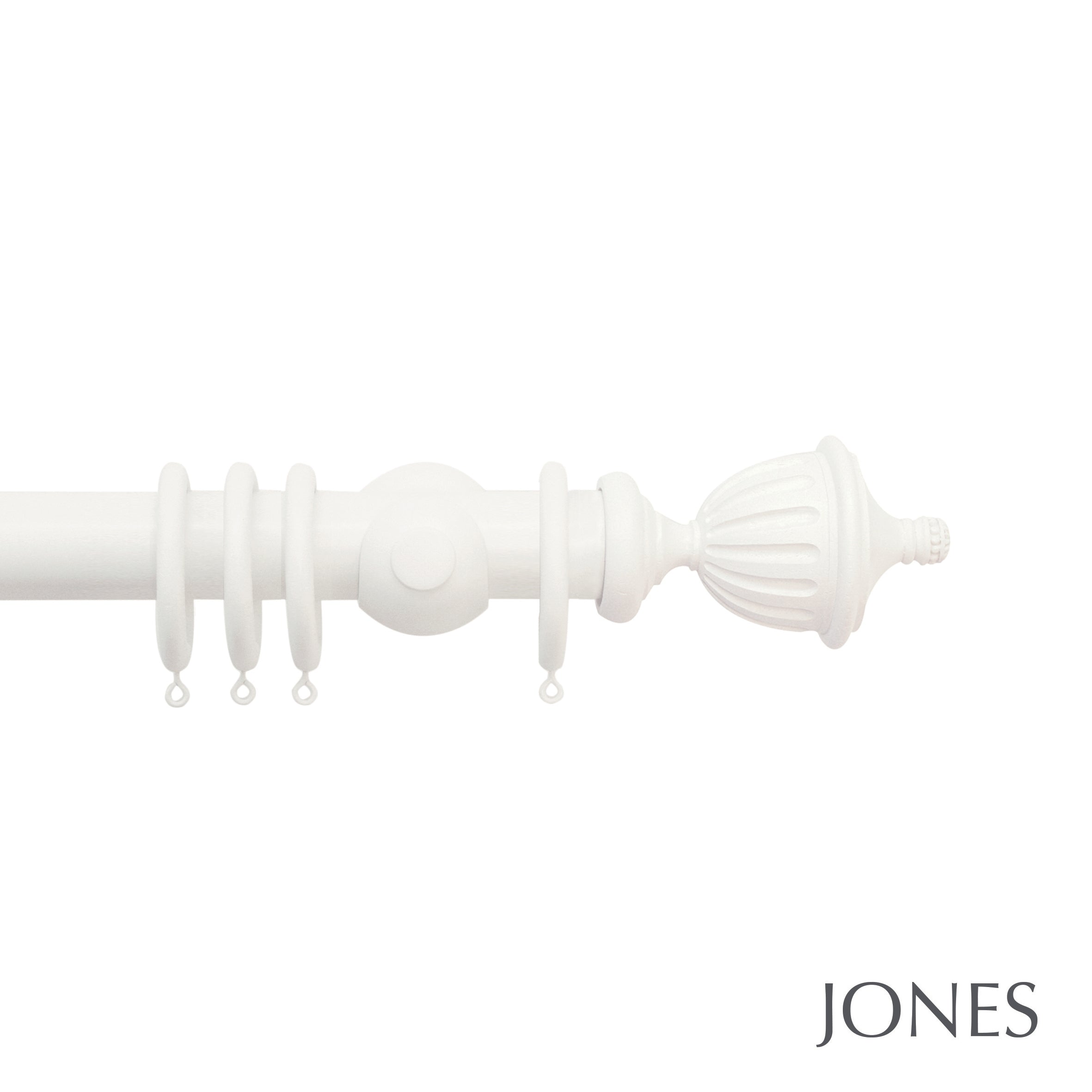 Jones Interiors Seychelles Fluted Urn Finial Curtain Pole Set in Cotton