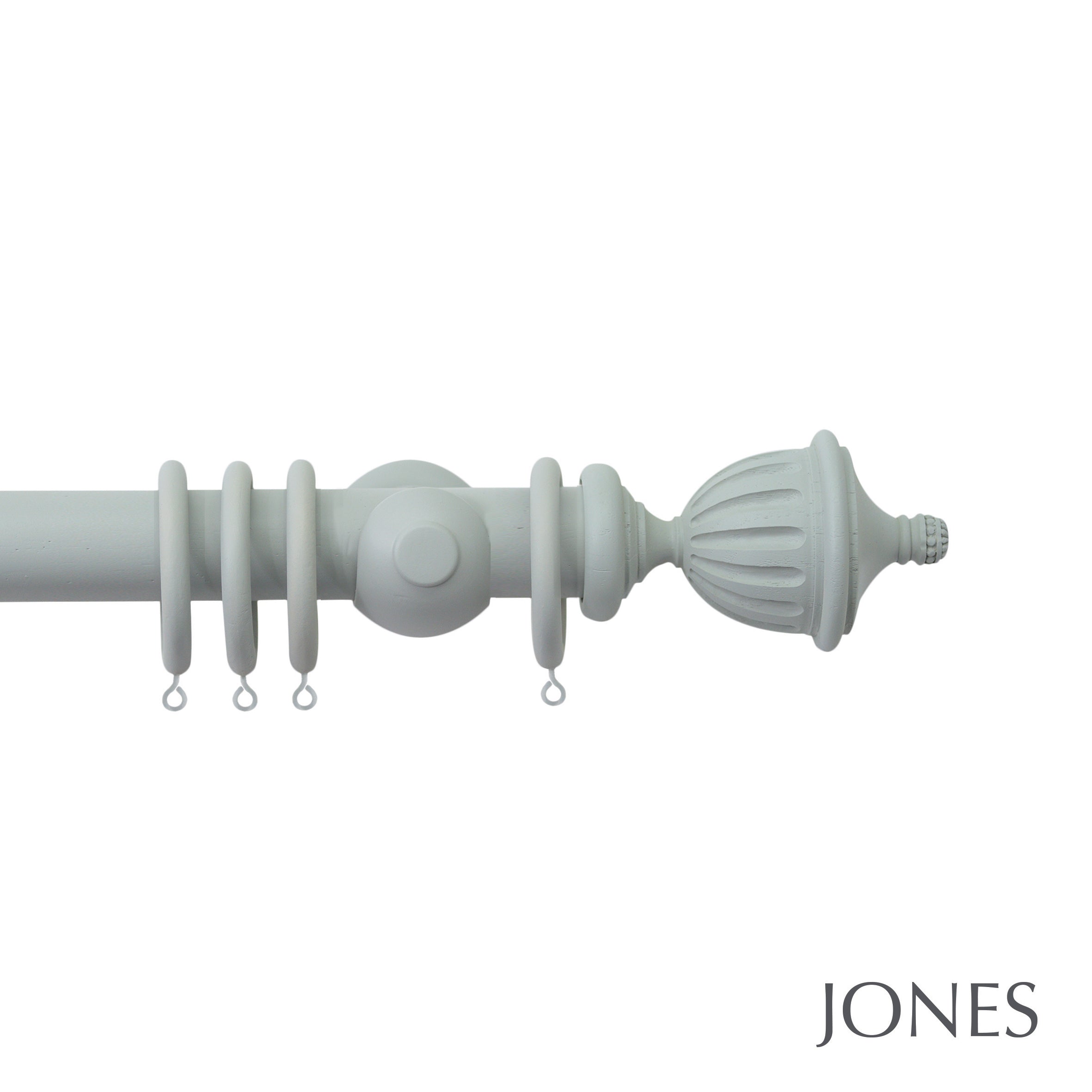 Jones Interiors Seychelles Fluted Urn Finial Curtain Pole Set in Haze