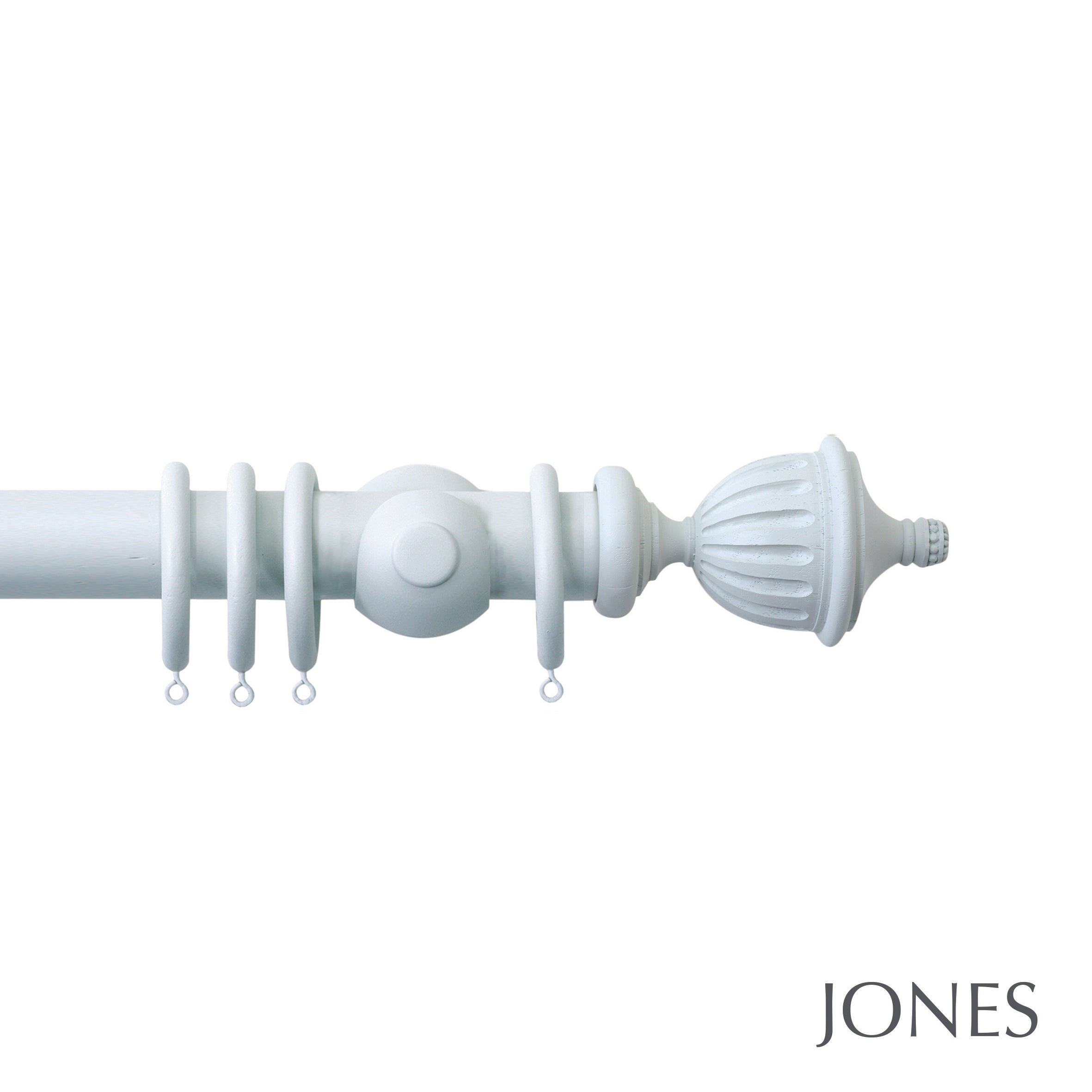 Jones Interiors Seychelles Fluted Urn Finial Curtain Pole Set in Mist