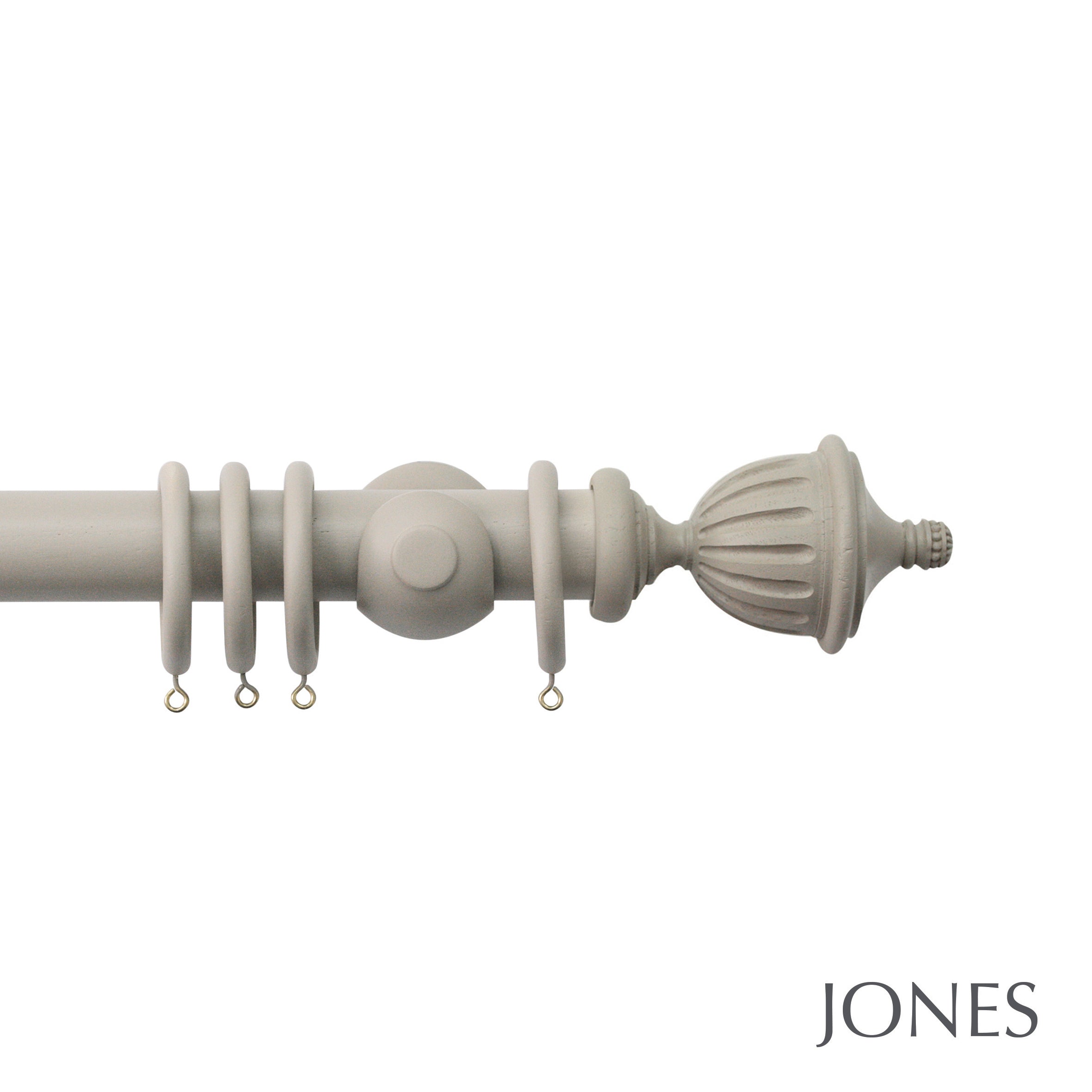 Jones Interiors Seychelles Fluted Urn Finial Curtain Pole Set in Truffle